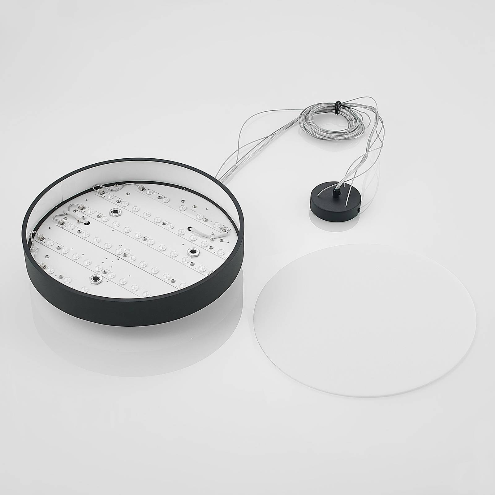 Arcchio lampa wisząca LED Vanida, czarna, Ø 40 cm, góra/dół