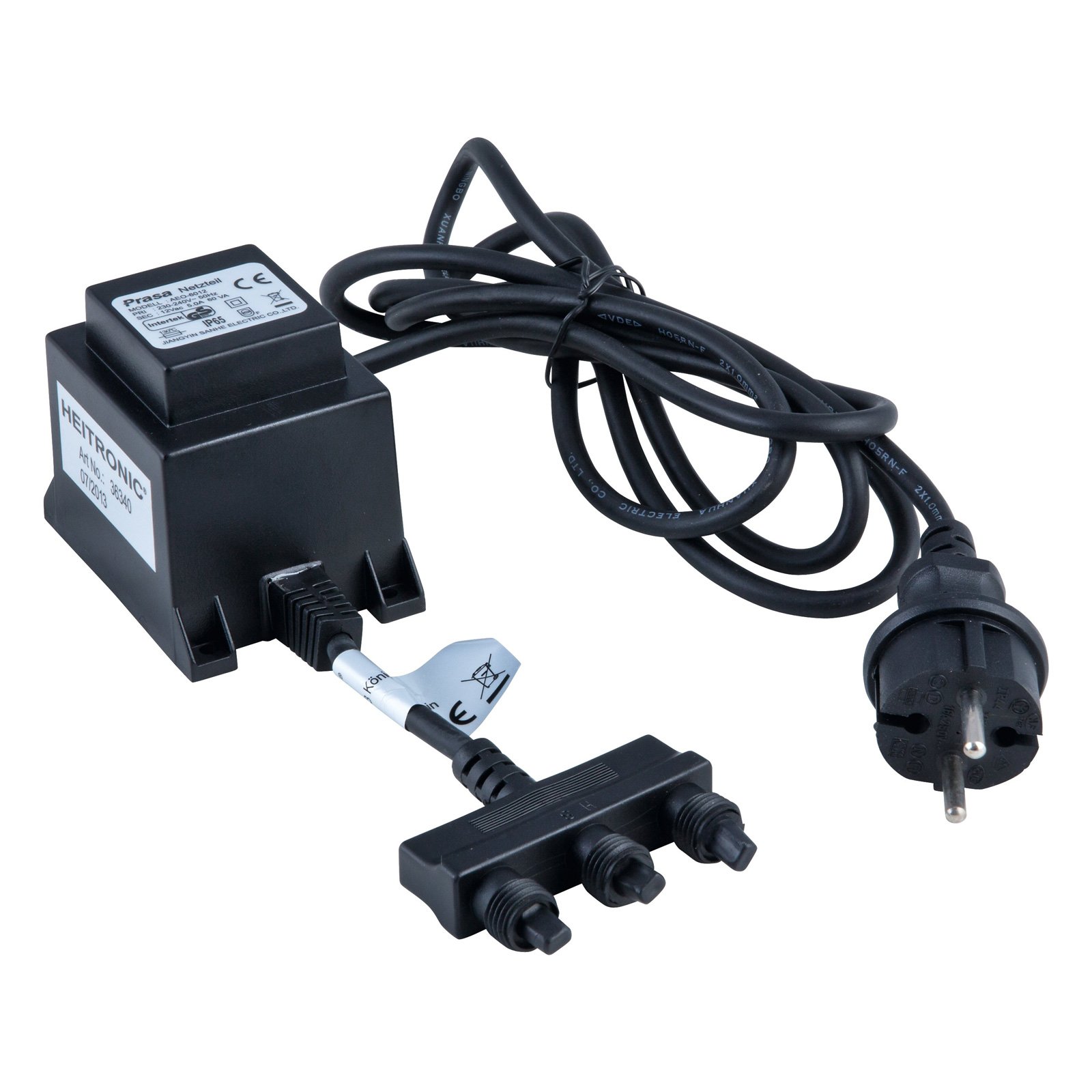 Heitronic 36340 transformer 60 W 3-way distributor, plastic, metal, 60 W, L: 6.2 cm, W: 9 cm, H: 7.2 cm