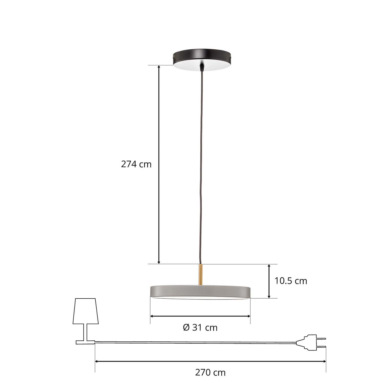 UMAGE Asteria mini suspension laiton gris clair