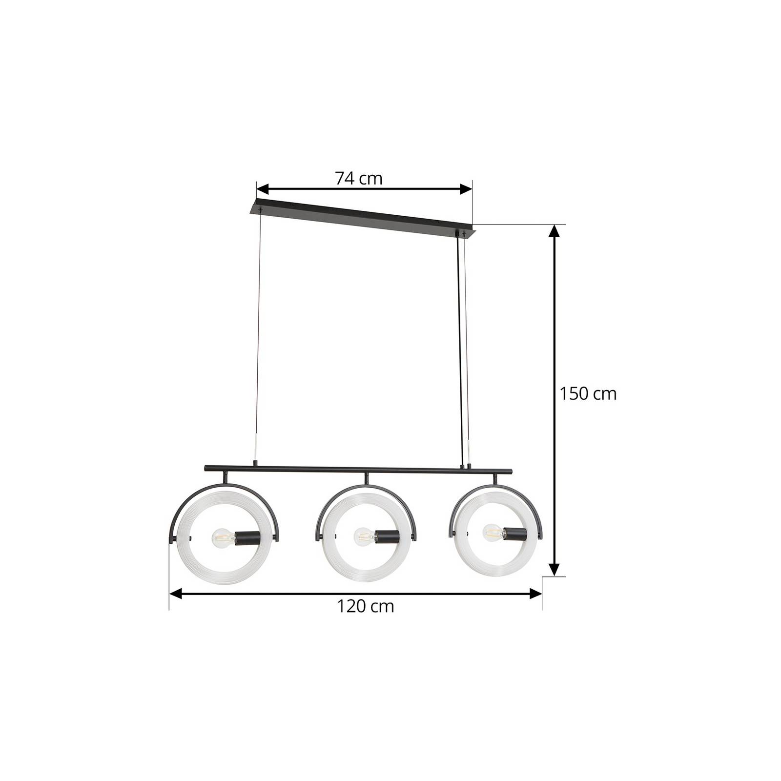 Lampa wisząca Lucande Helva, biała, 3-punktowa, 108 cm, regulowana