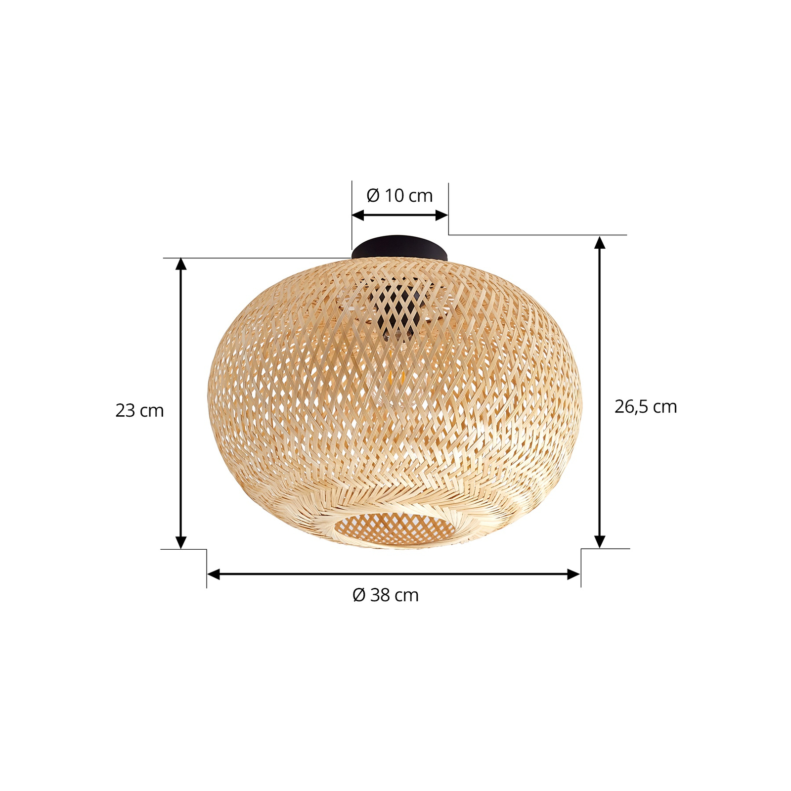 Lindby Kessia ceiling light, natural bamboo, Ø 40 cm