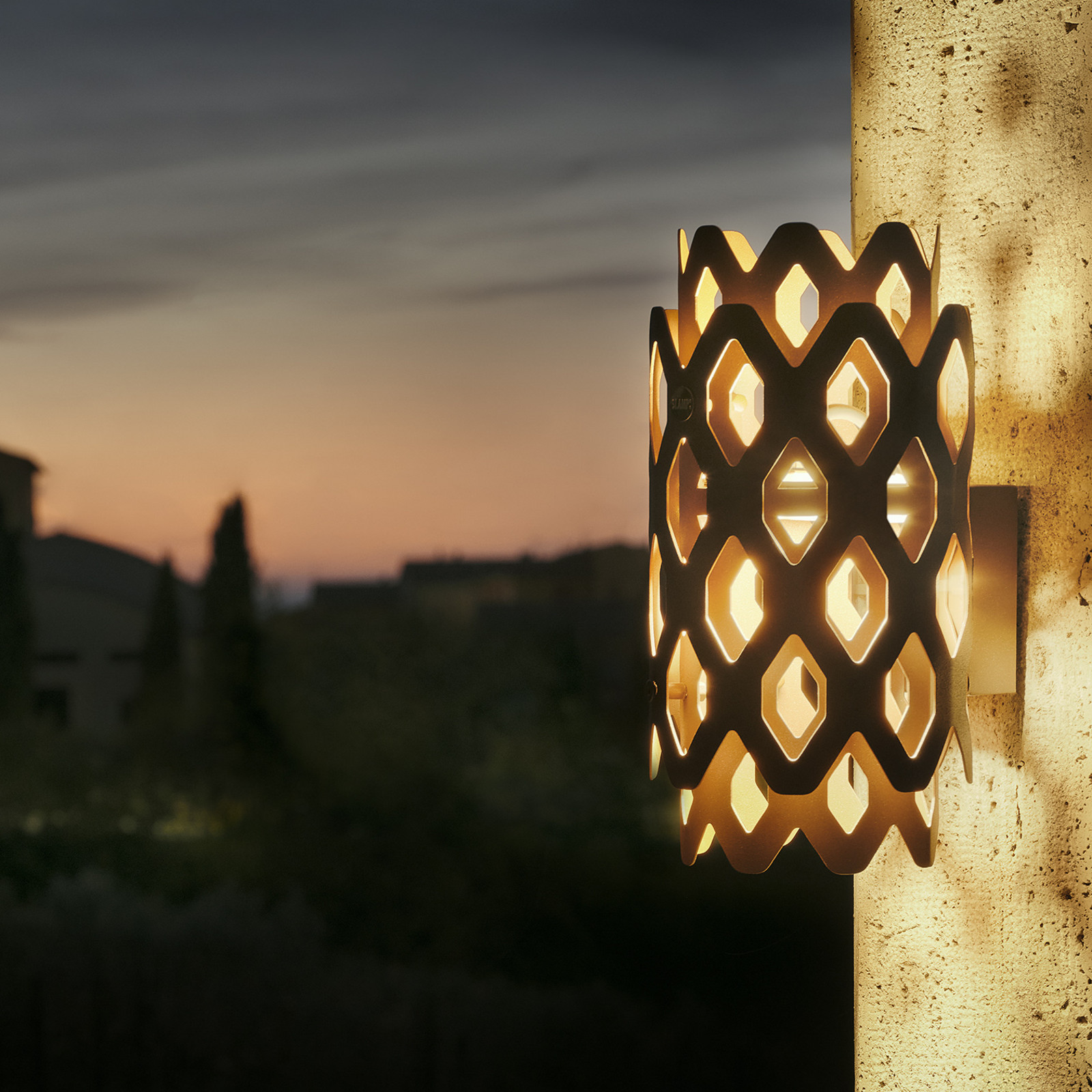 Slamp Applique d'extérieur LED Charlotte, acier Corten, hauteur 28 cm, IP65 - Design - Acier inoxydable