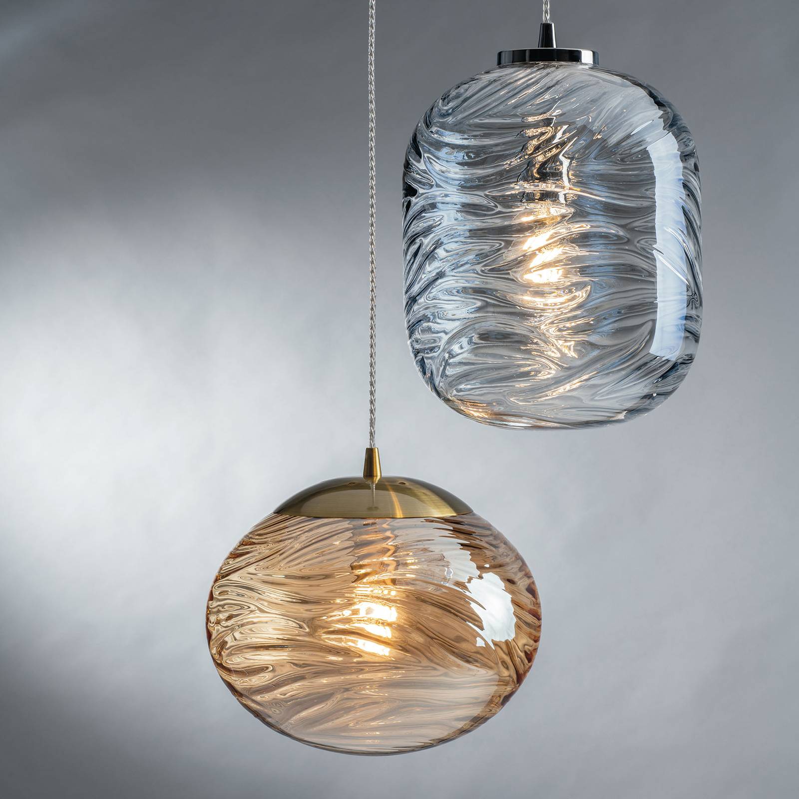 Lampa wisząca Nereide, szkło brązowe