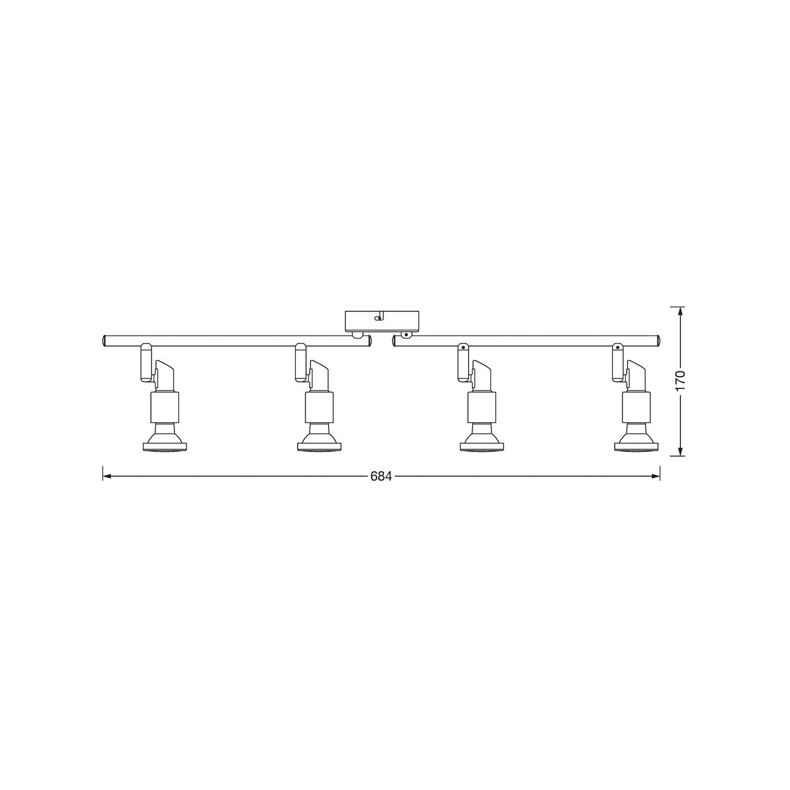 Reflektor sufitowy OSRAM, srebrny, metalowy, 4-punktowa GU10-LED 2700 K