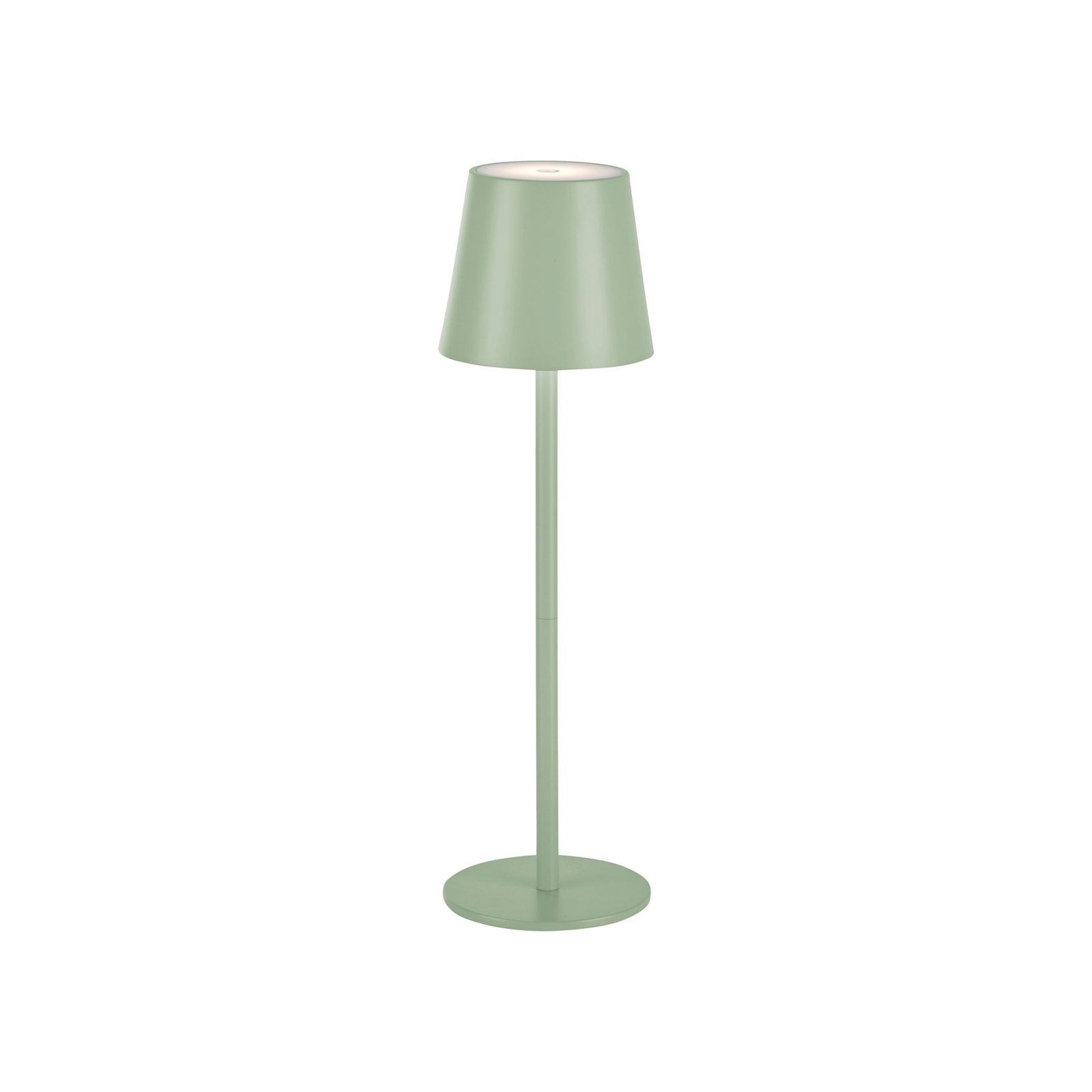 JUST LIGHT. Euria rechargeable LED table lamp, green, iron, IP54