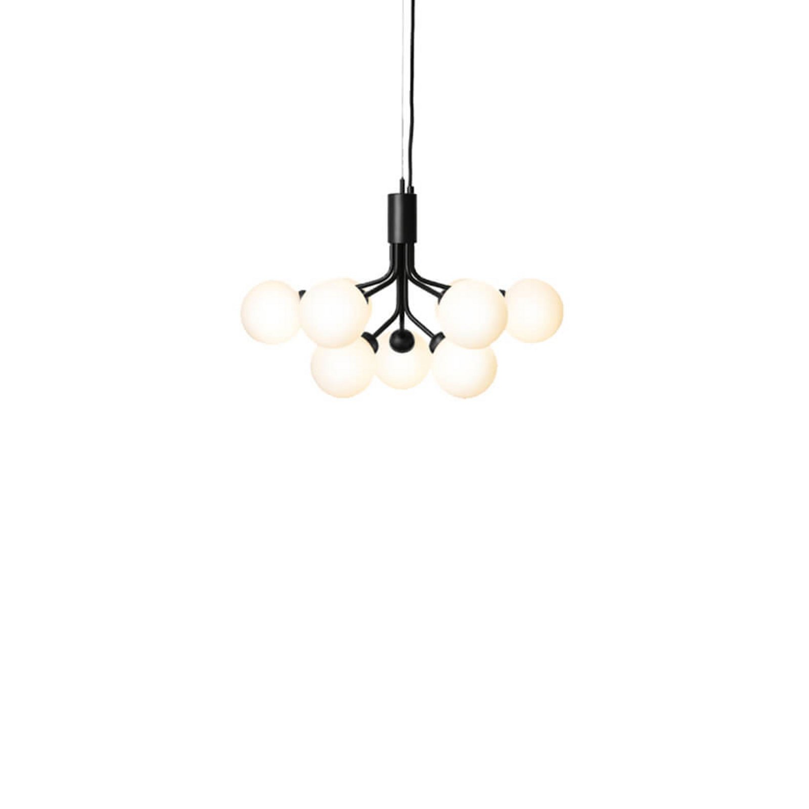 Apiales 9 Chandelier Satin Negro/Ópalo Blanco - Nuura