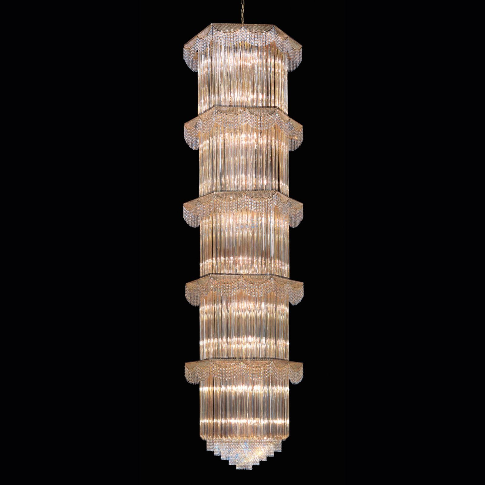 Suspension ambrée CRISTALLI de 340 cm de haut