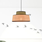 Żyrandol Mallorca, kolor khaki/naturalny, średnica 38 cm, tkanina/liana