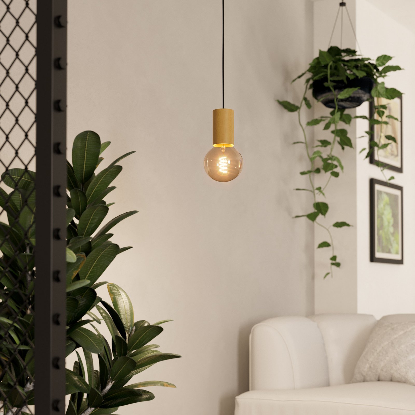 Hängeleuchte Pozueta 1, einflammig, schwarz/braun