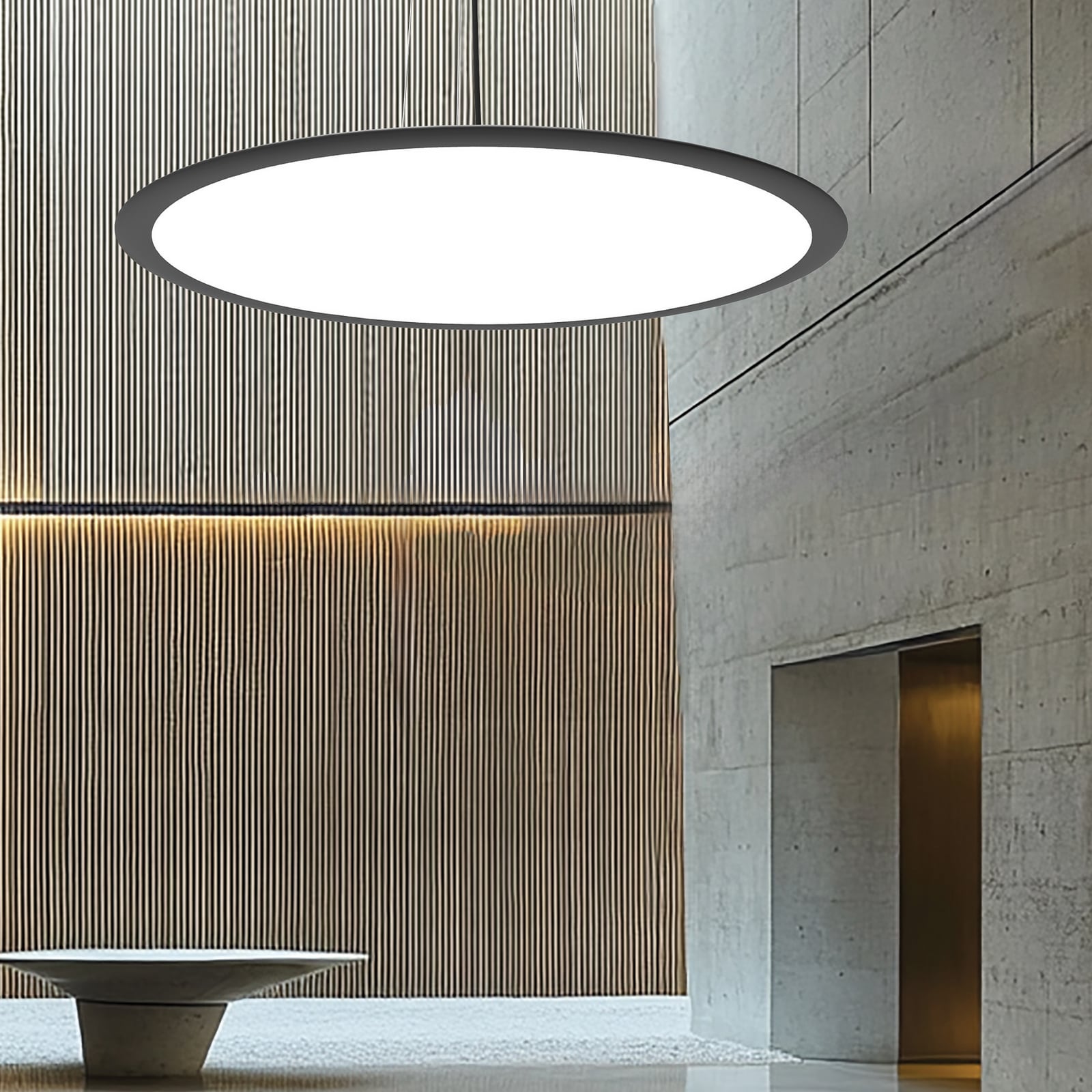 LED-riippuvalaisin Grande, musta, Ø 60 cm, metalli, CCT