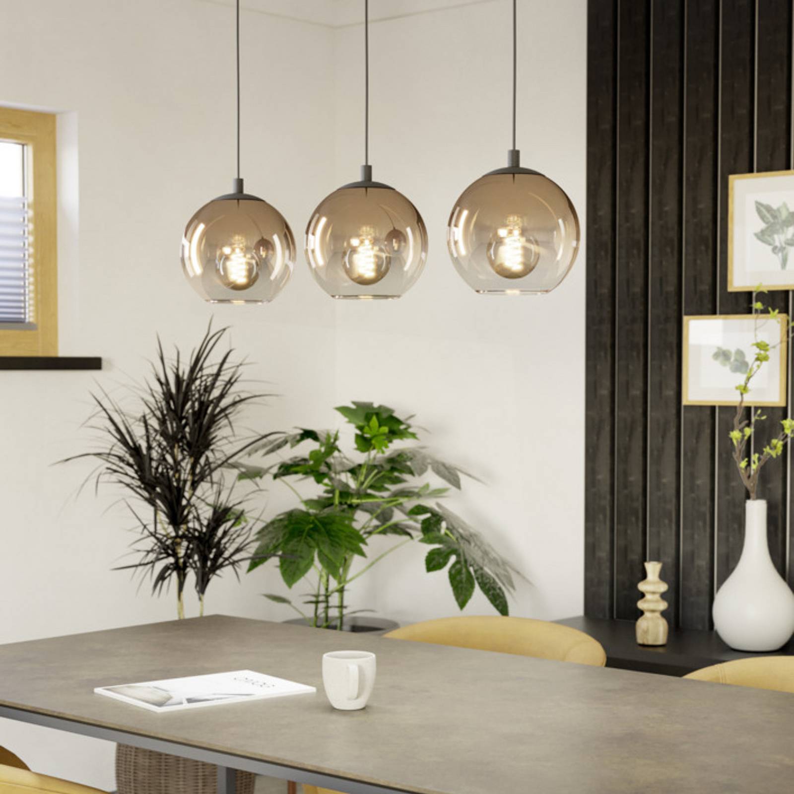 EGLO hanglamp ARISCANI 1, 77 cm, 3-lamps, zwart/koper