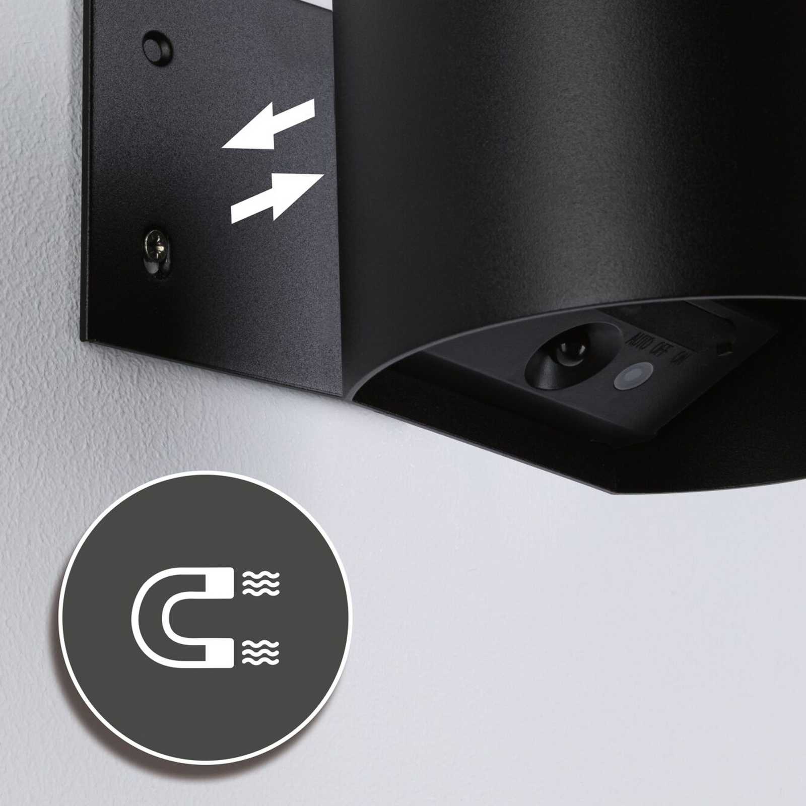Paulmann Akku-Außenwandlampe Nyora schwarz 14 cm Sensor IP44 Paulmann Akku-Außenwandlampe Nyora schwarz 14 cm Sensor IP44
