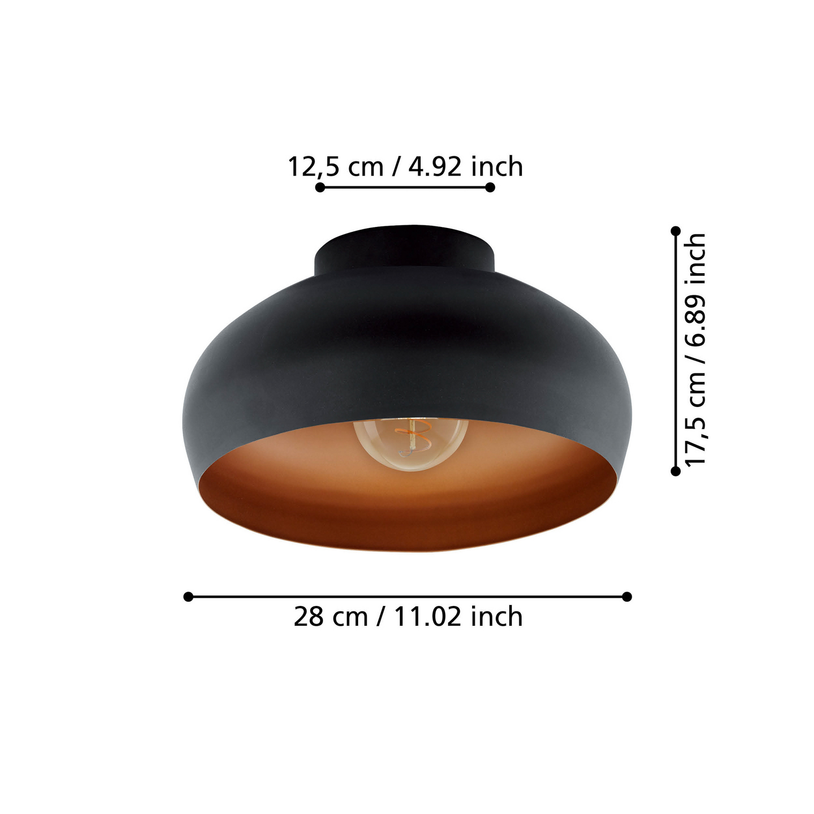 EGLO Mogano 2 plafoniera, Ø28cm, nero/rame