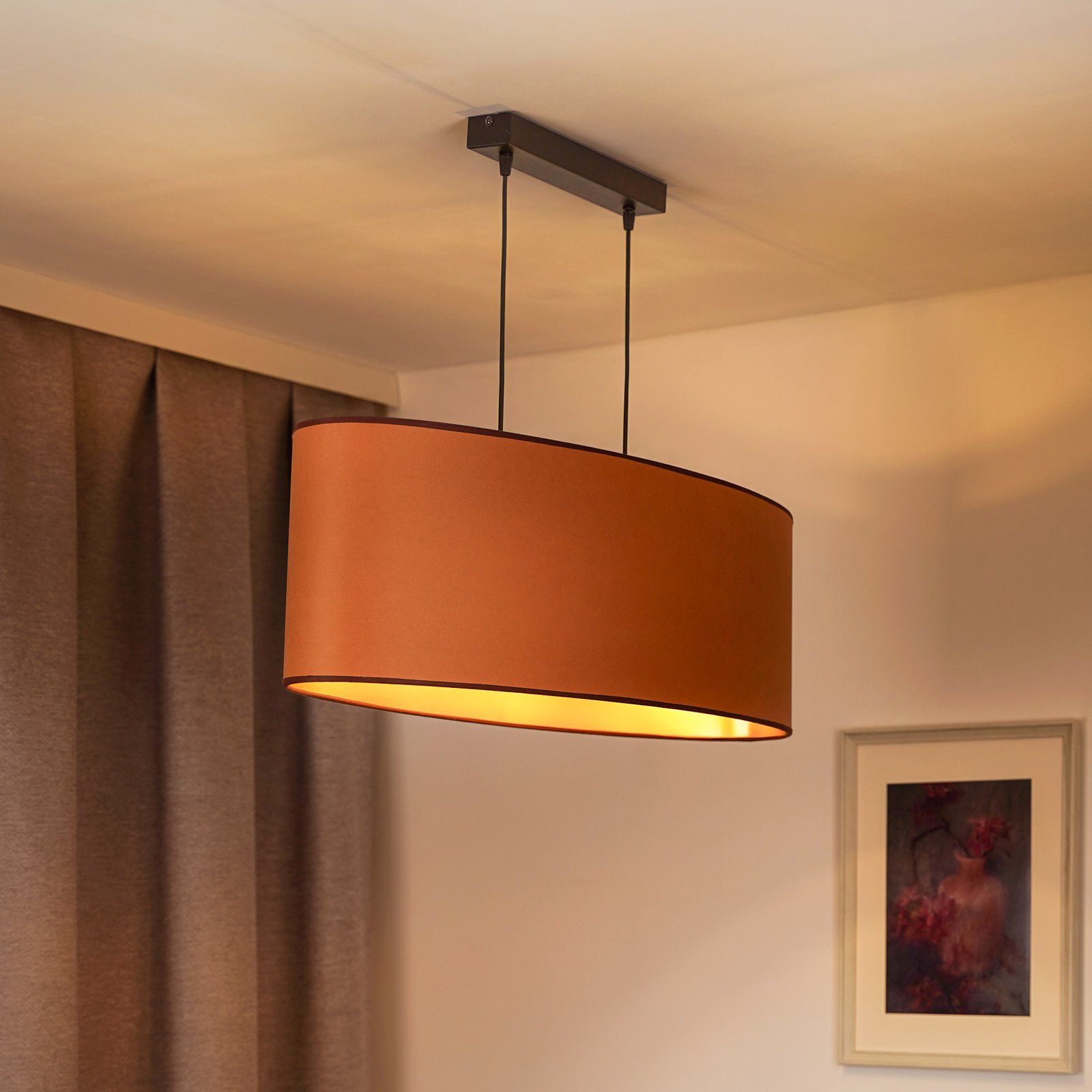 Envostar hanglamp Idun, bruin, 80 cm natuurlijk veganistisch materiaal