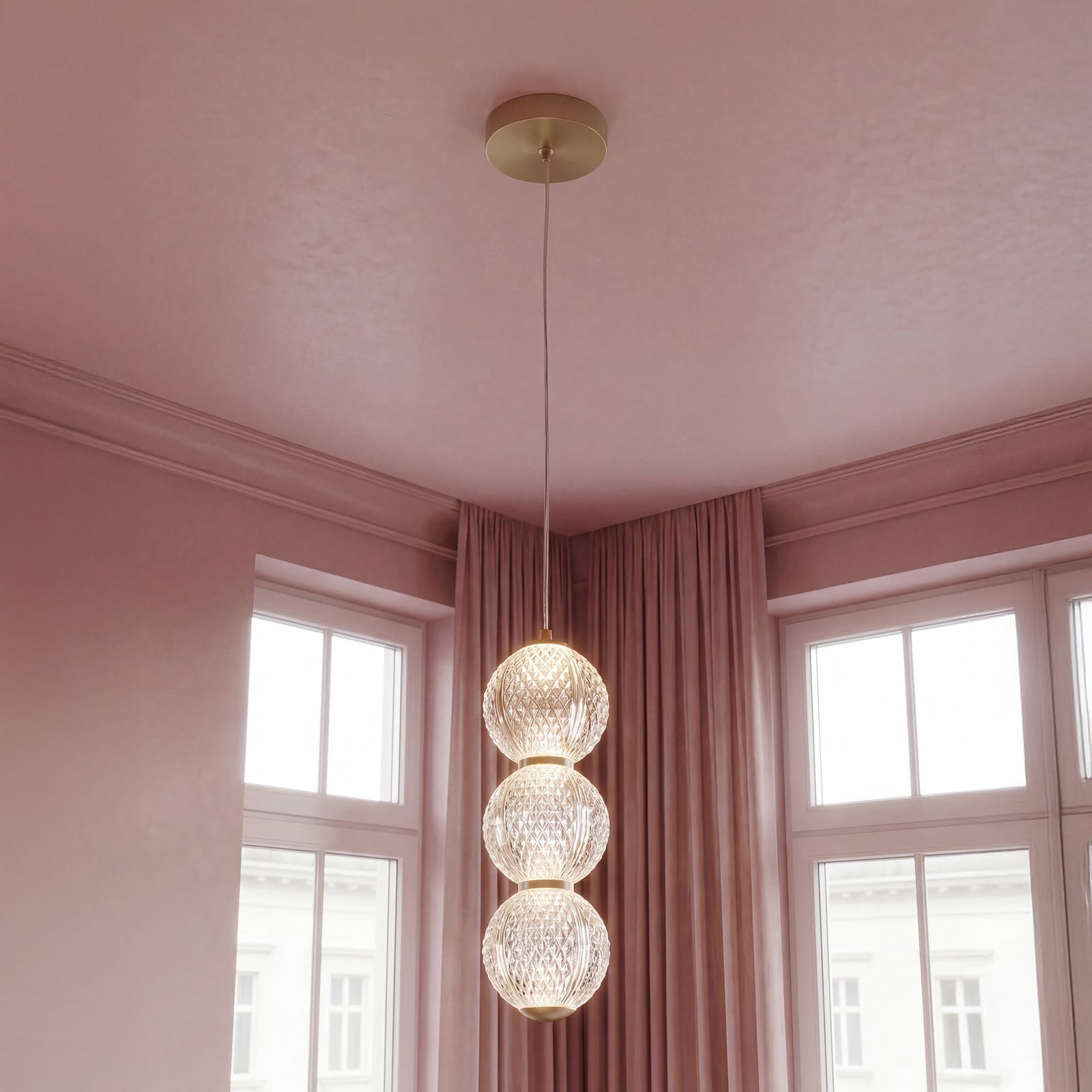 Suspension LED OSRAM Decor Xstal, couleur laiton, Ø 12 cm