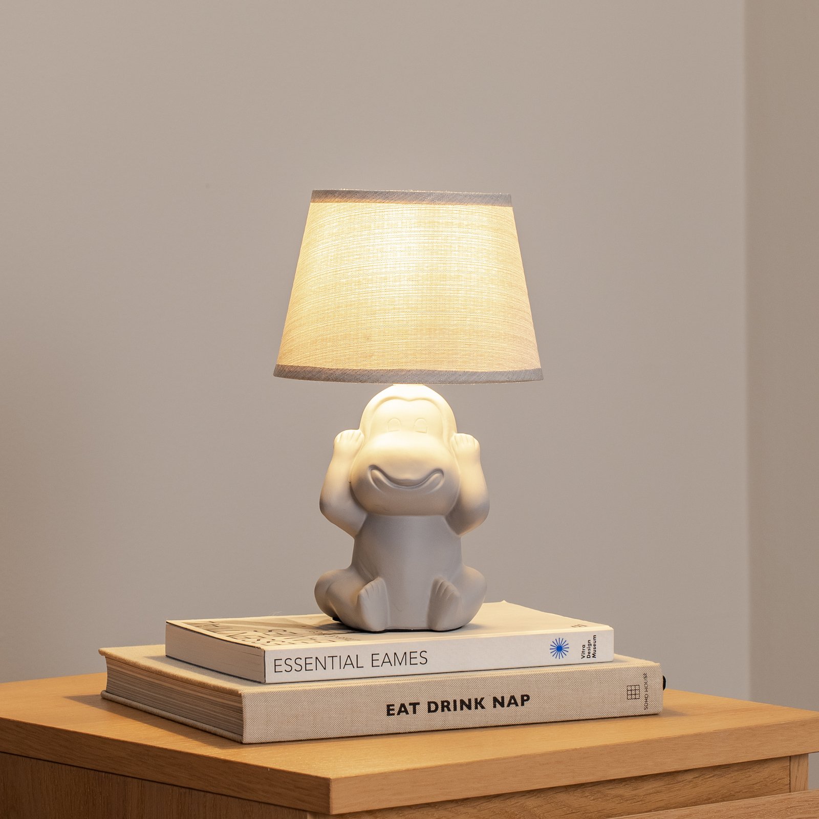 Monkey asztali világítás, szürke, kerámia, 28 cm magas, E14