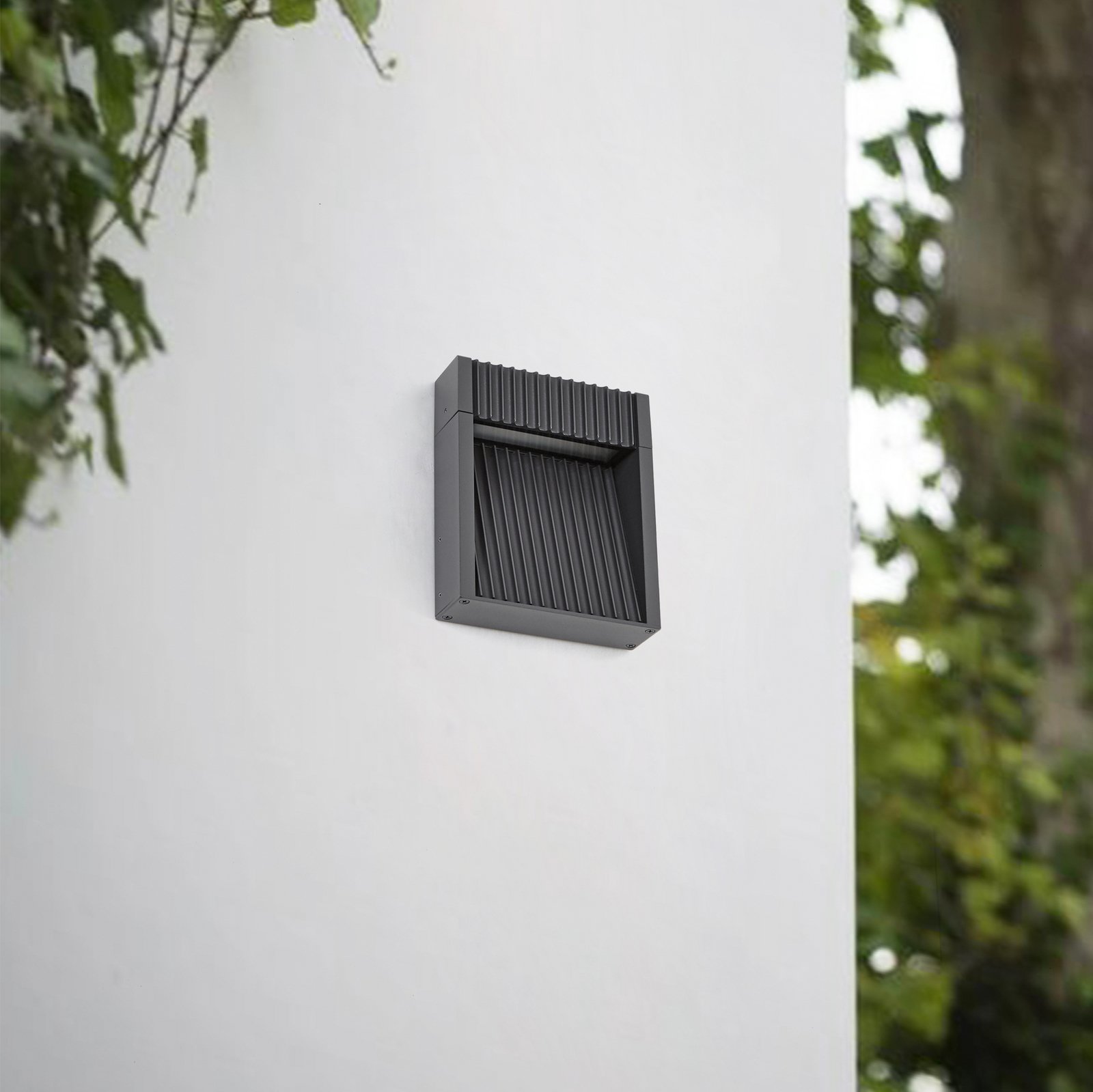 Lucande LED εξωτερικός φωτισμός τοίχου Tavion, 16 cm, ανθρακί, IP65