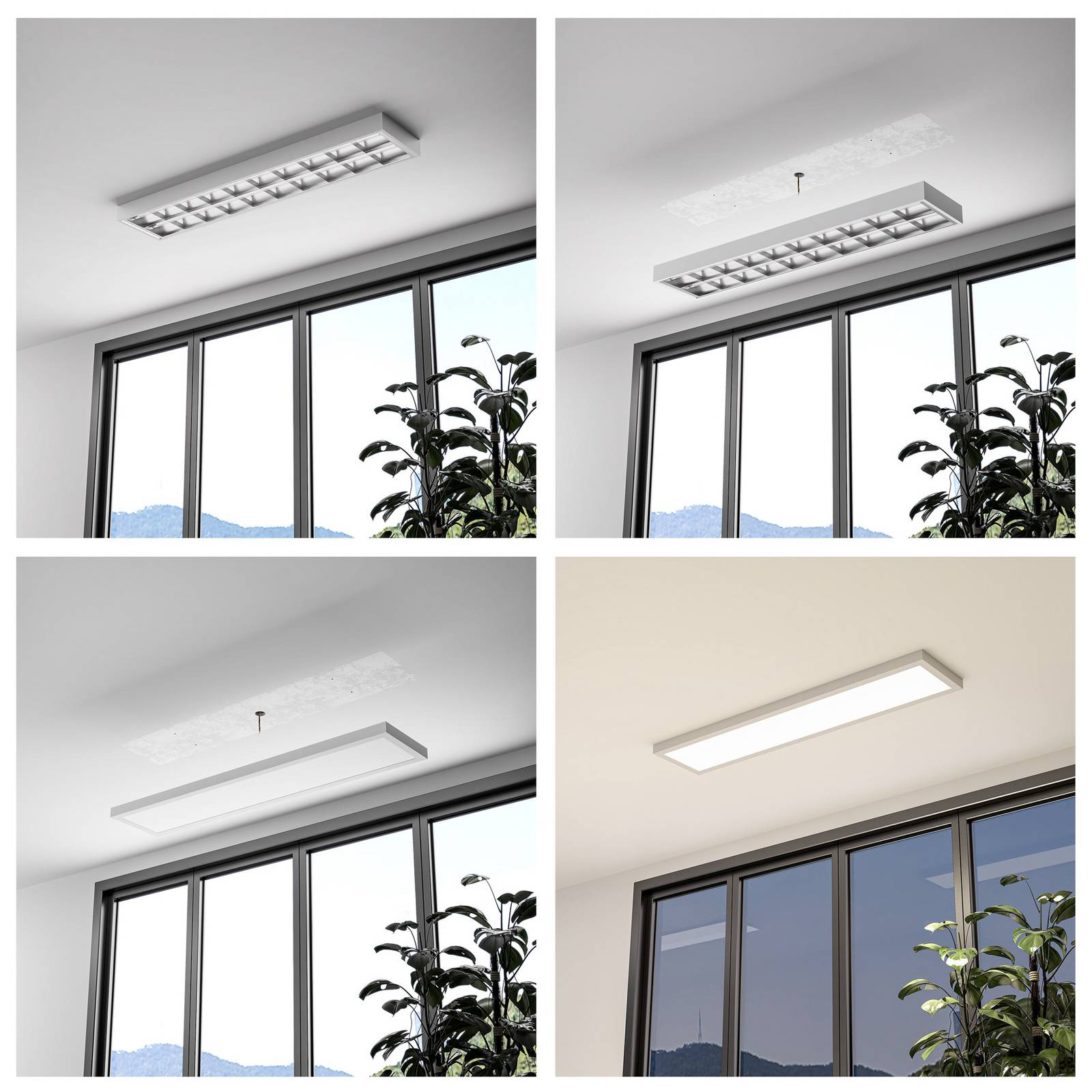 Panel LED PRO OFFICE SANO, 153 x 33 cm, ściemniany, biały metal CCT