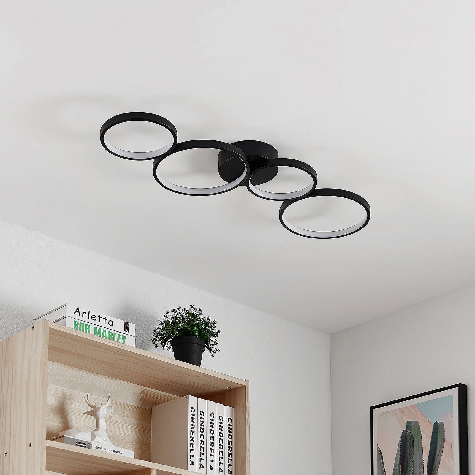 Evengeline LED Lámpara de Techo Black - Lindby