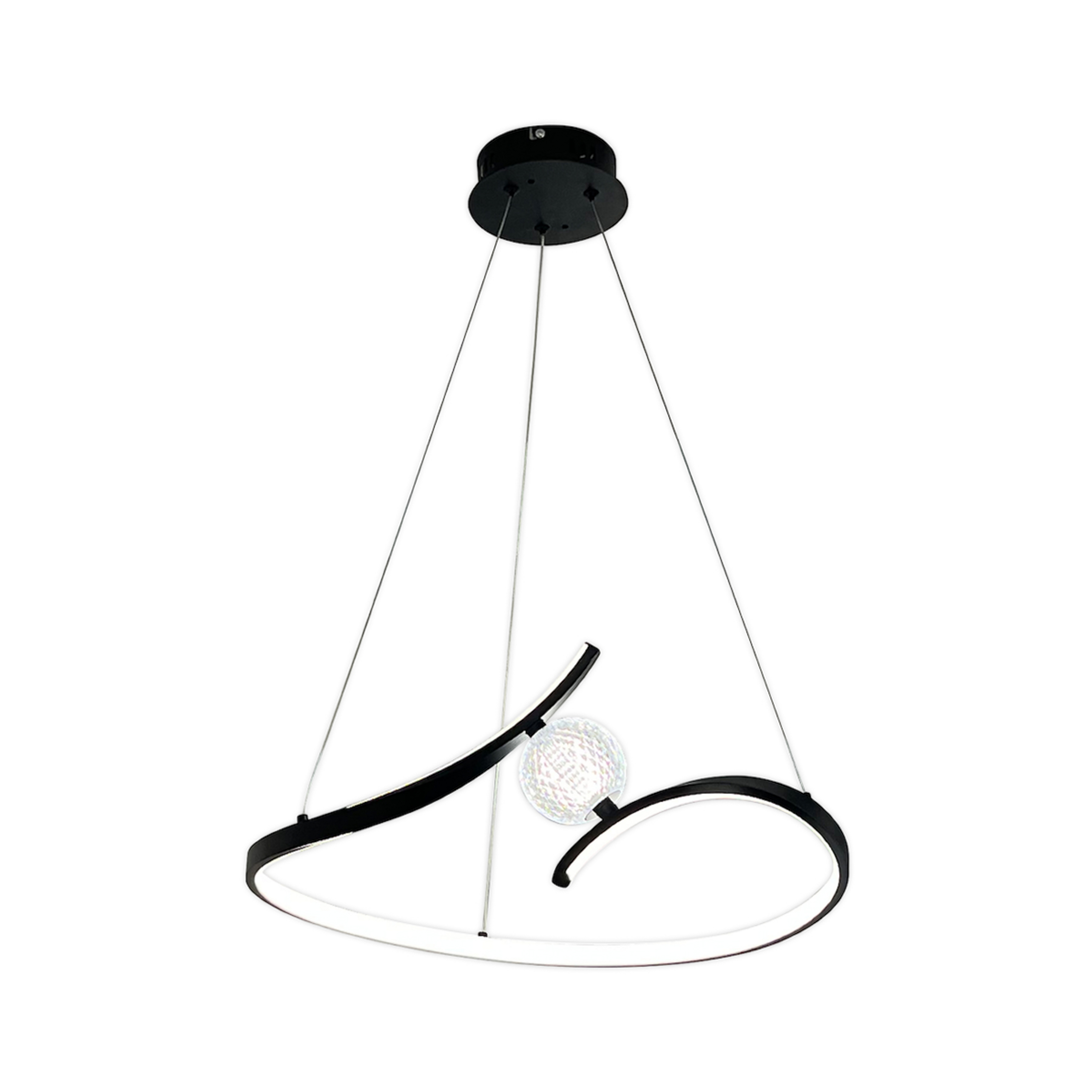 LED-hengelampe Perla, metall, akryl, svart, 4.000 K