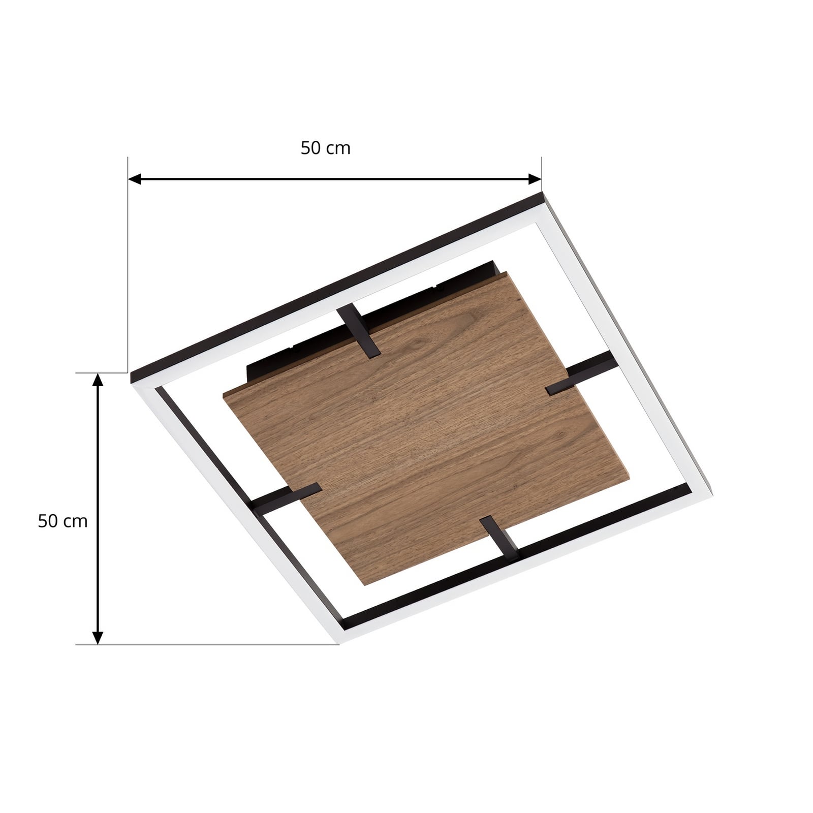 Vectra LED ceiling light, wood, 50 x 50 cm, dimmable, 3,000 K - Lucande