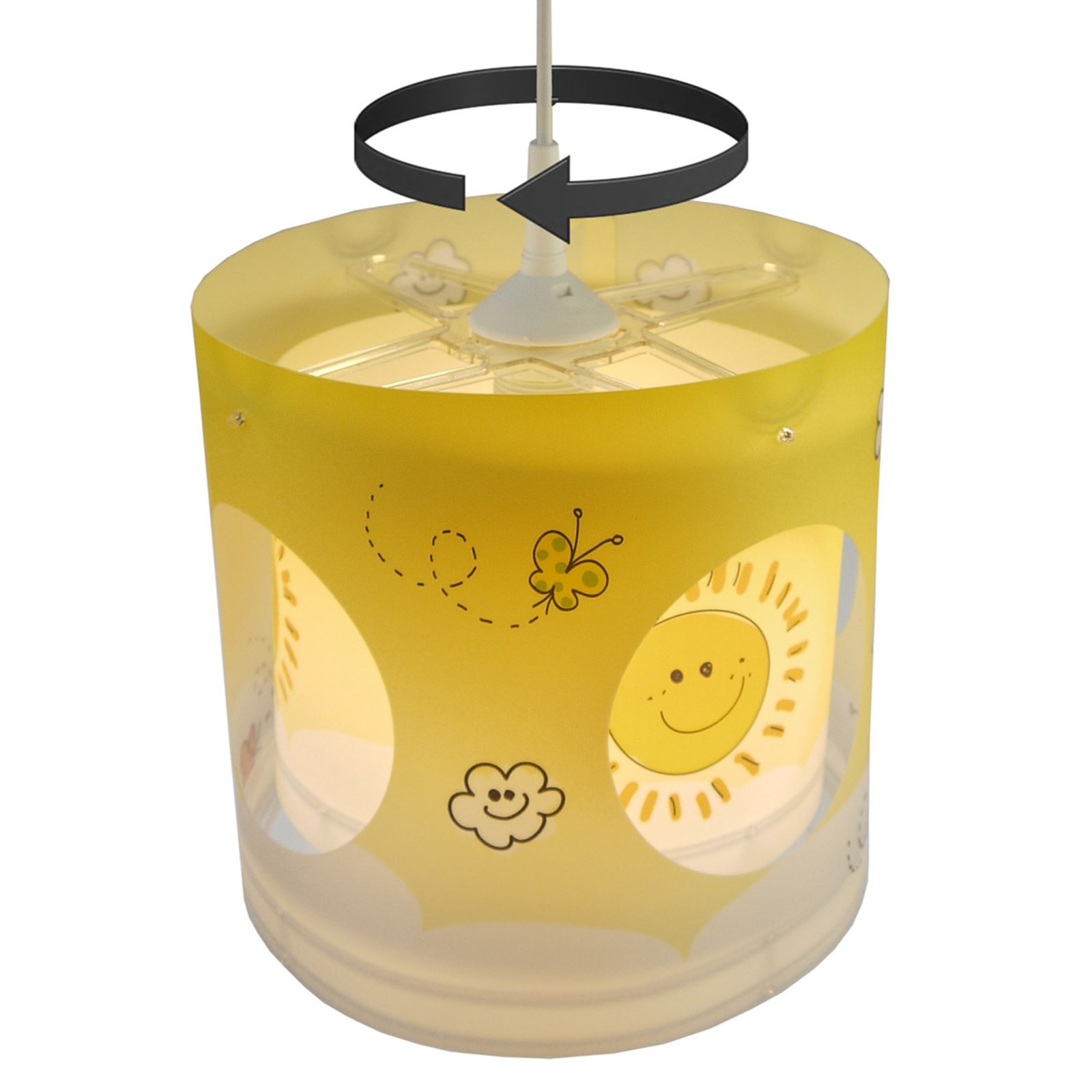 Sunny rotating pendant light for a child’s room