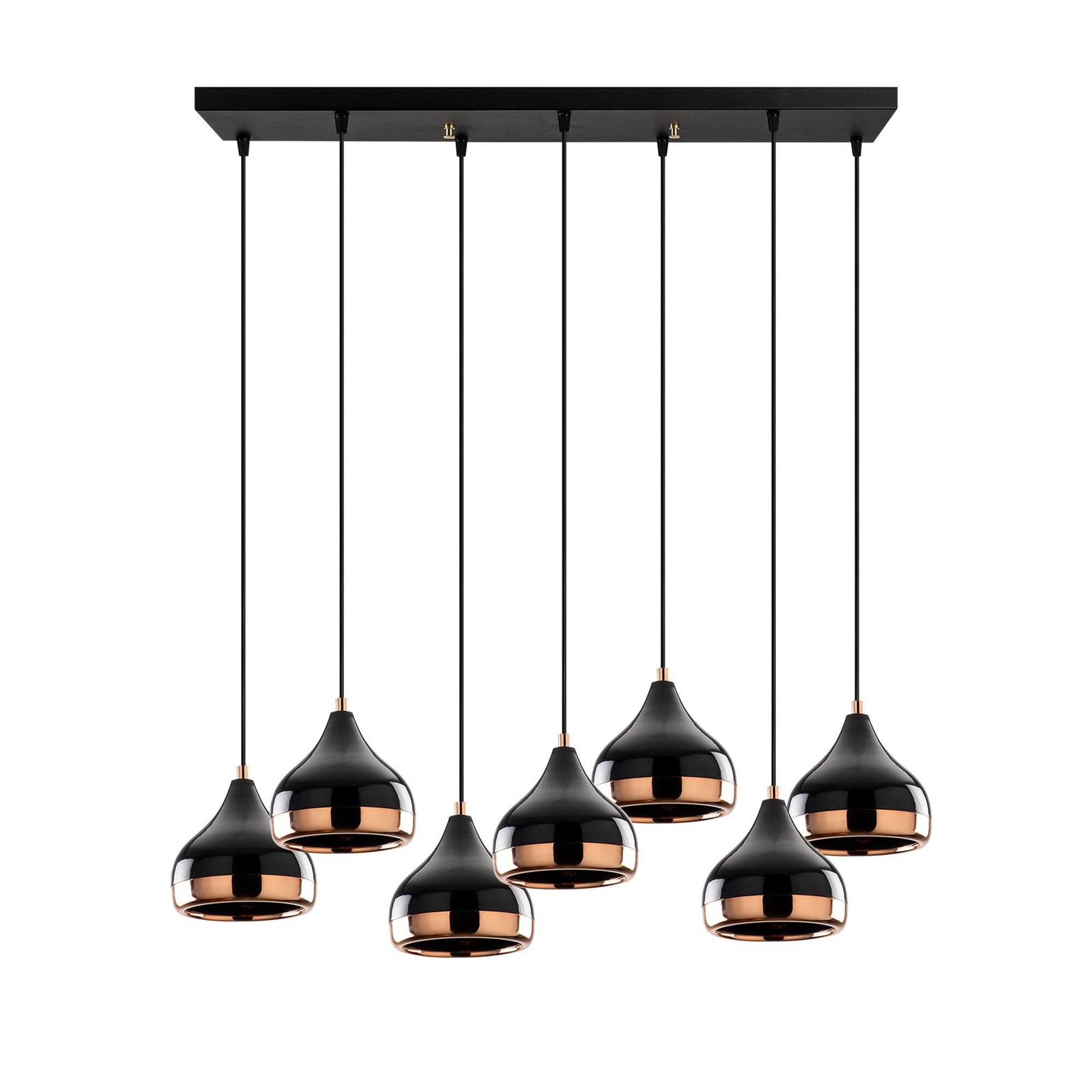 Yildo 6894 pendant light, black/copper, metal, 7-bulb