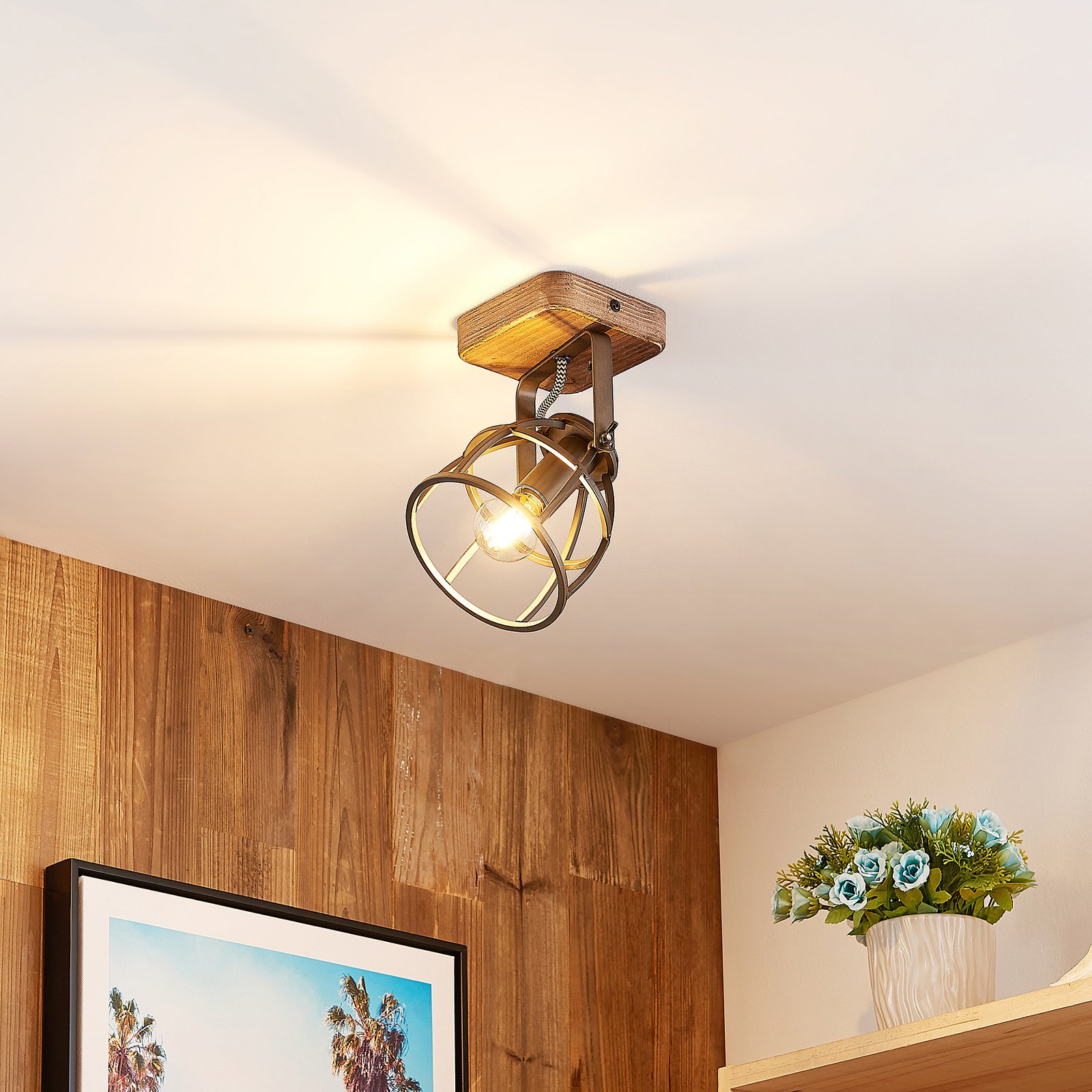 Rutger Wall Lamp Wood/Black - Lindby
