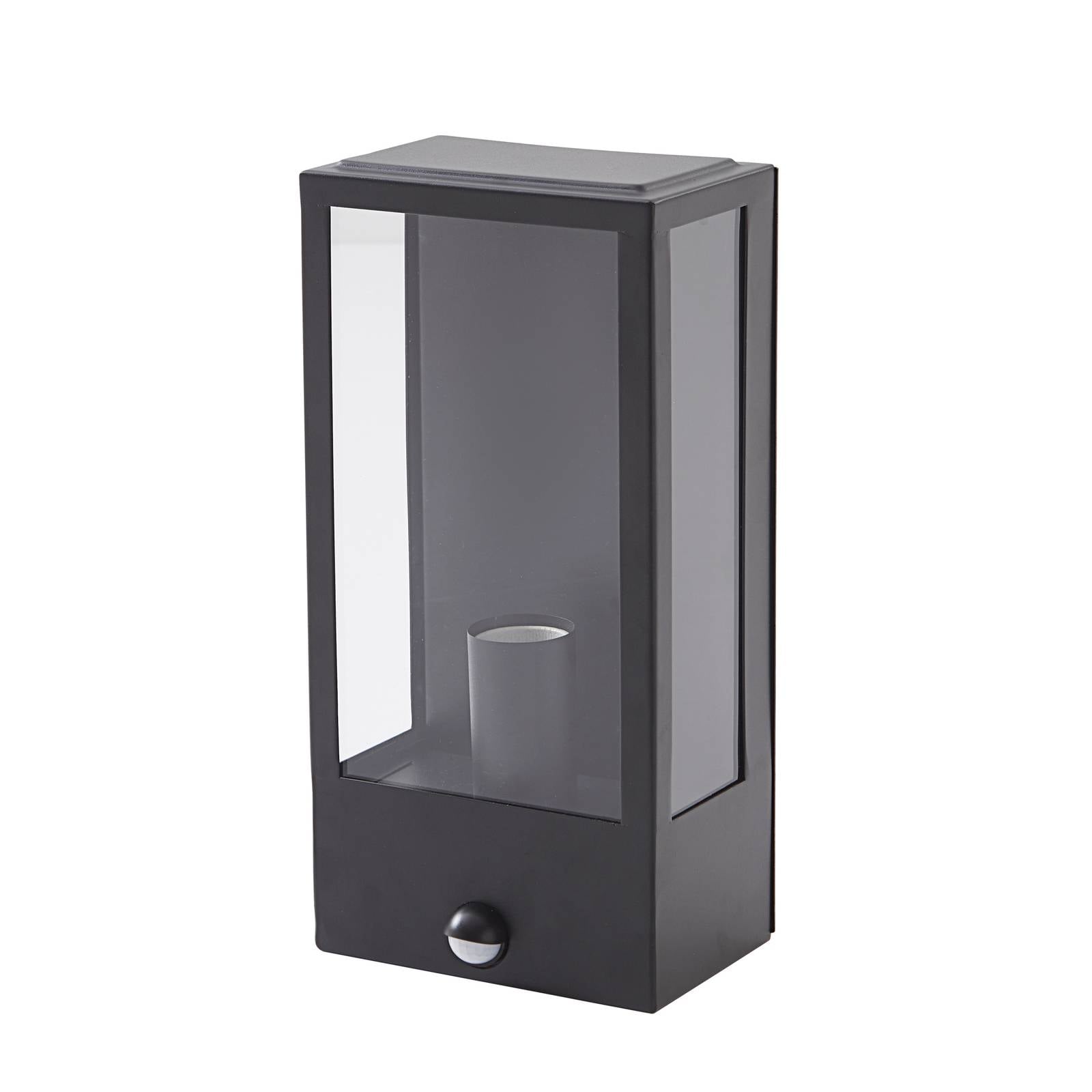 Lindby Außenwandleuchte Ilana, schwarz, Sensor, IP44, E27