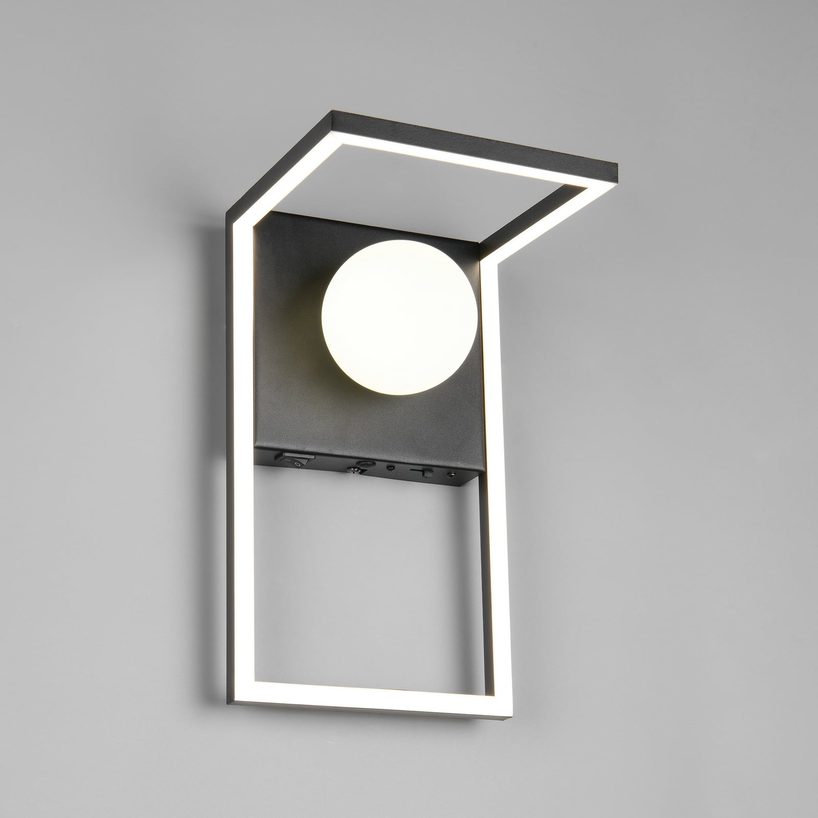 LED-seinävalaisin Arola, mattamusta, leveys 17 cm, metalli