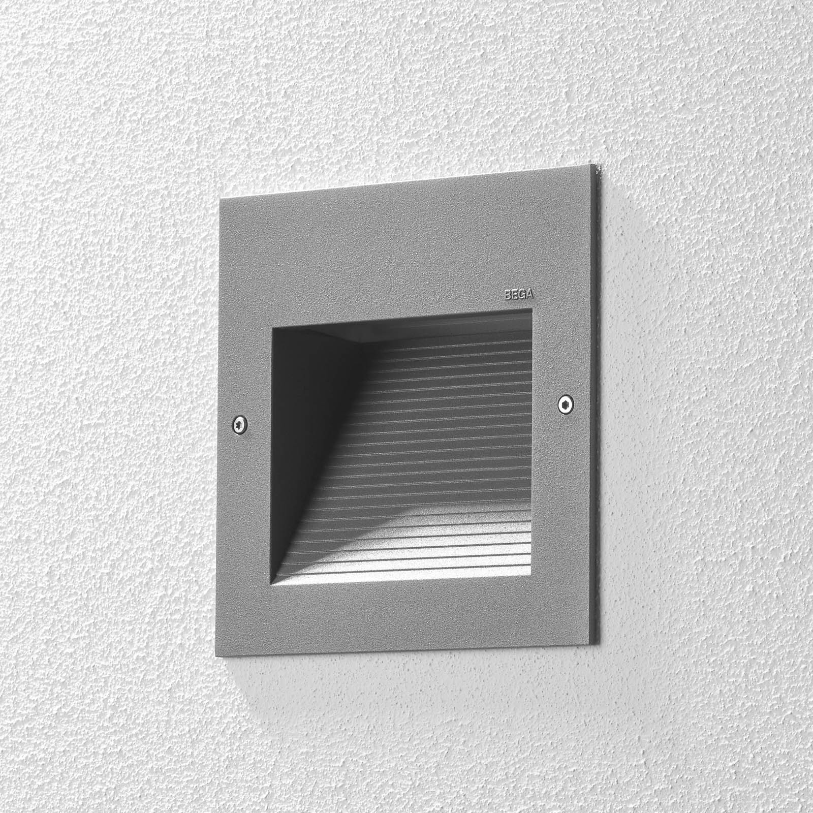 BEGA 24202 LED recessed wall light, 3,000 K silver