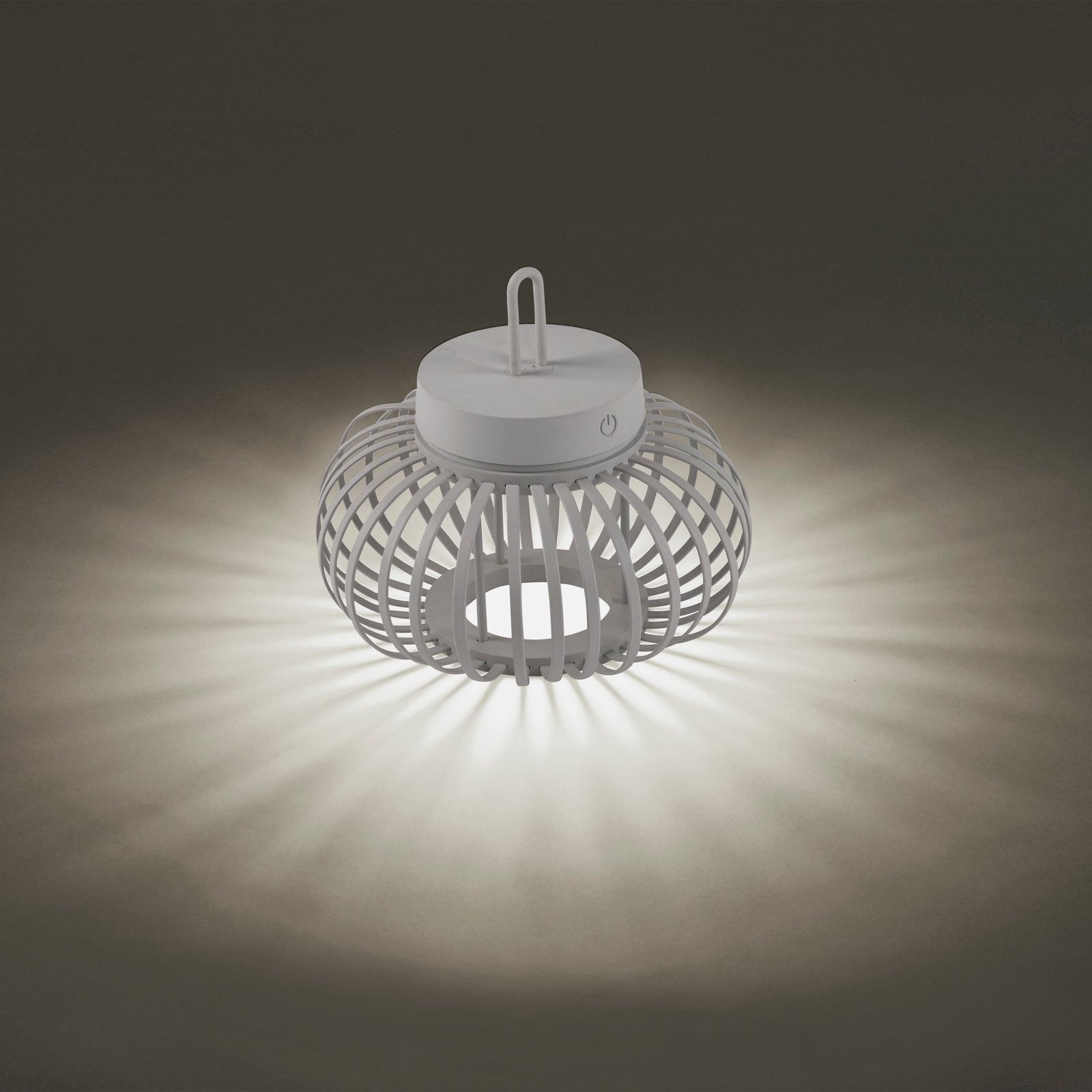 JUST LIGHT. LED-Akku-Tischlampe Akuba grau-beige 22cm Bambus