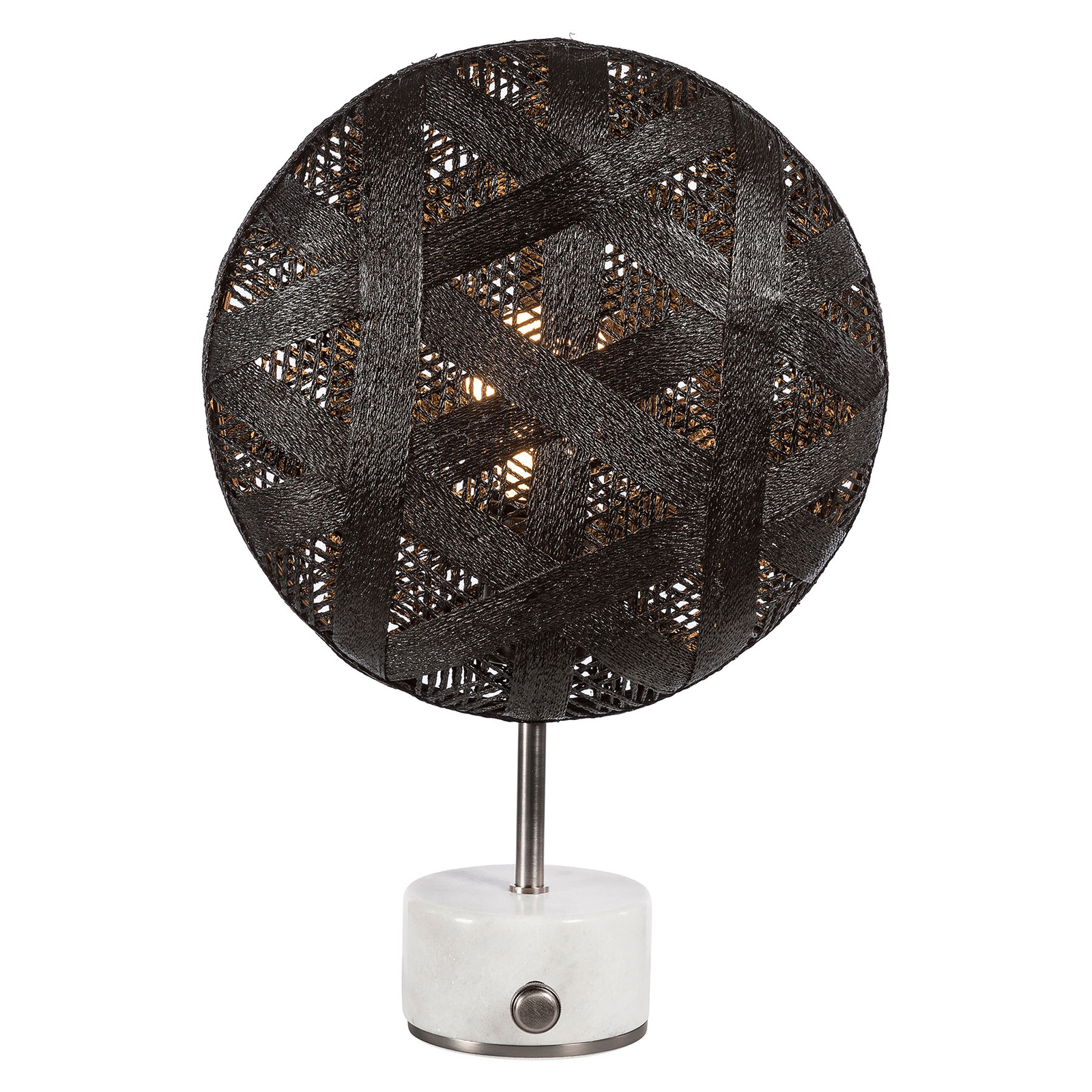 Forestier Chanpen S Hexagonal table silver/black, for Living / Dining Room, hemp, metal, marble, E27, 60 W, energy efficiency: A++, H: 41 cm