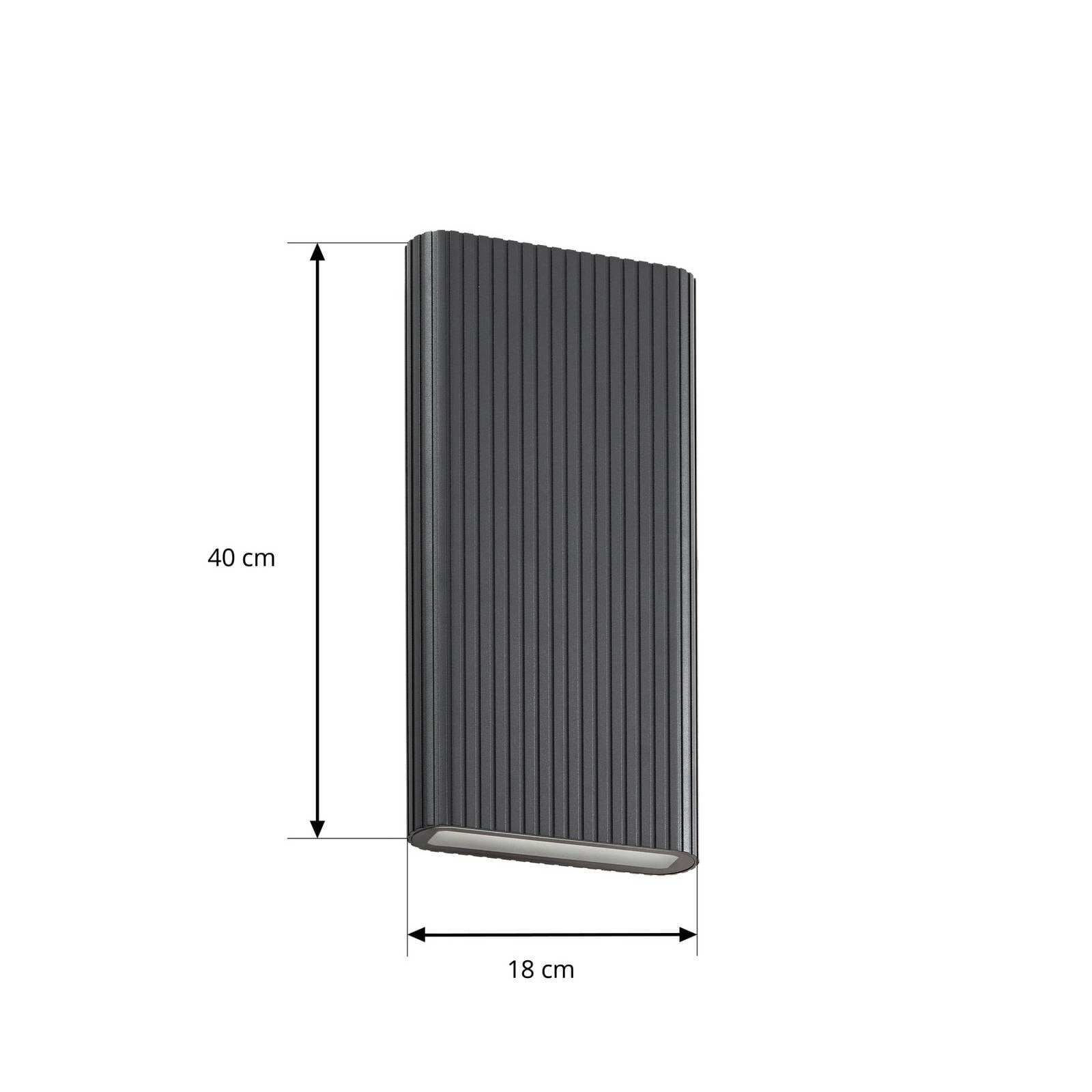 Lucande Raija LED outdoor wall lamp, anthracite, height 40 cm, CCT