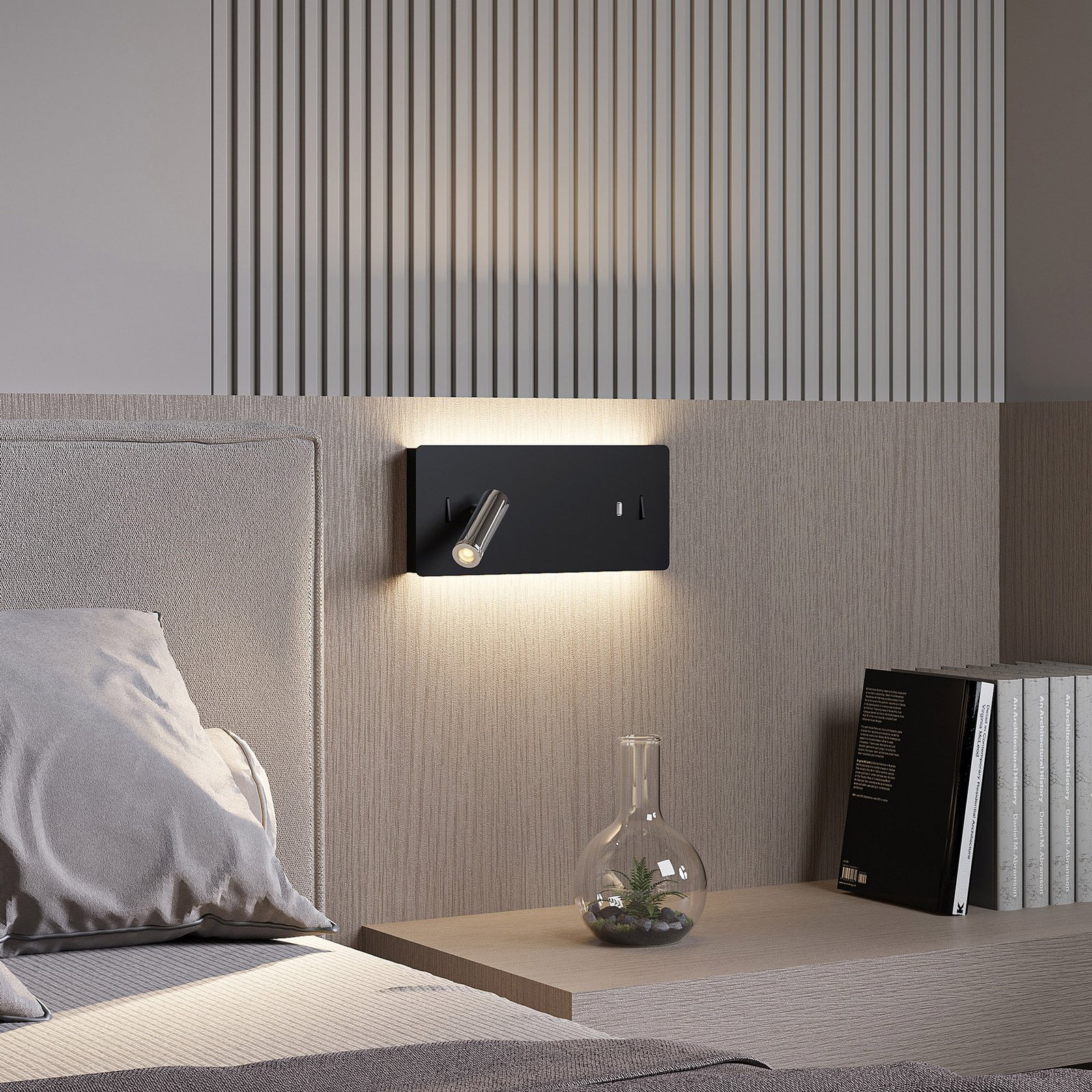Kimo LED Square Nástěnné Svítidlo USB Black - Lucande