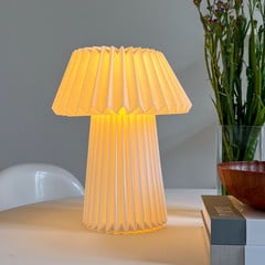 Lámpara de mesa Lindby Magali, blanca, papel, Ø 34 cm, E14