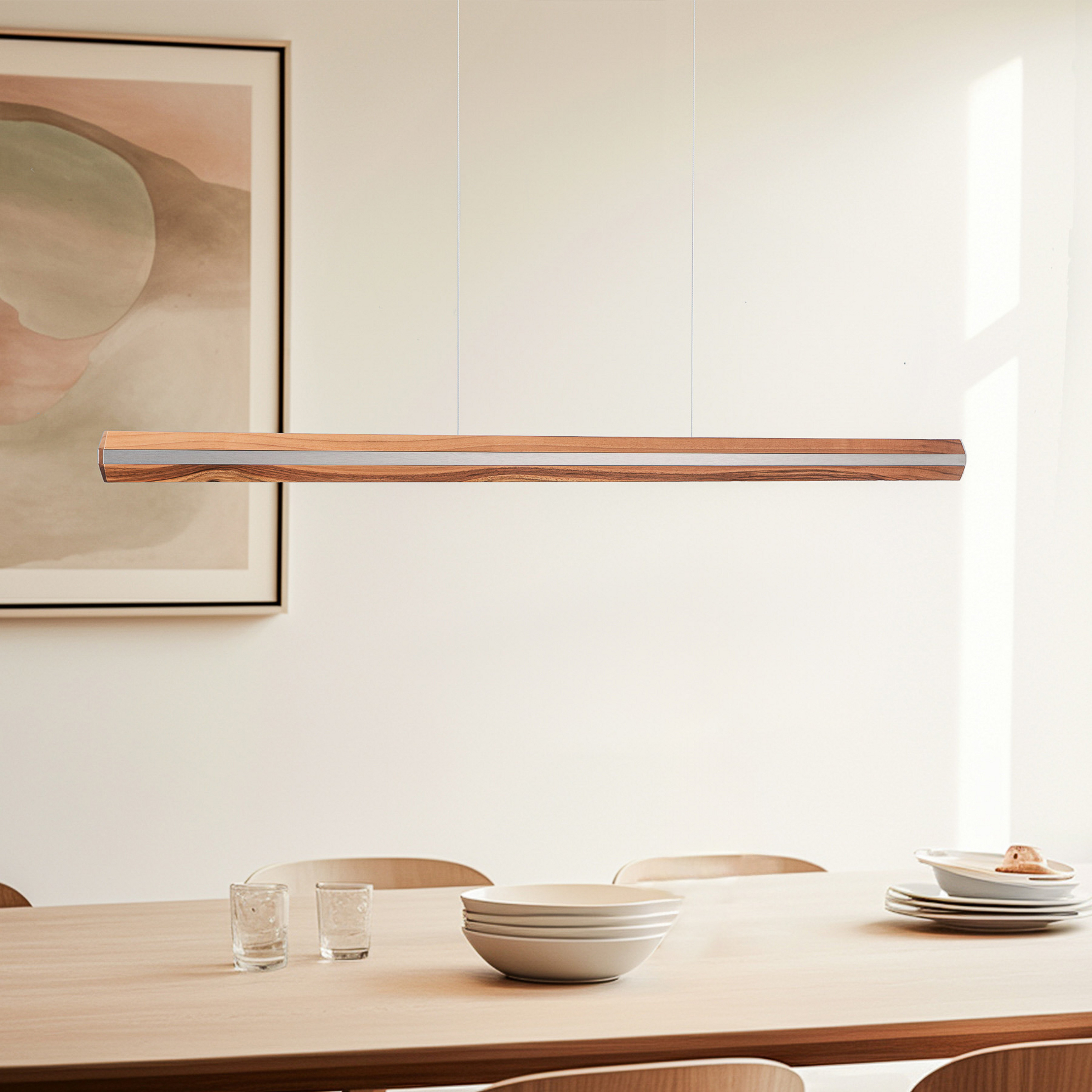 Quitani Elis suspension LED noyer/nickel 148 cm