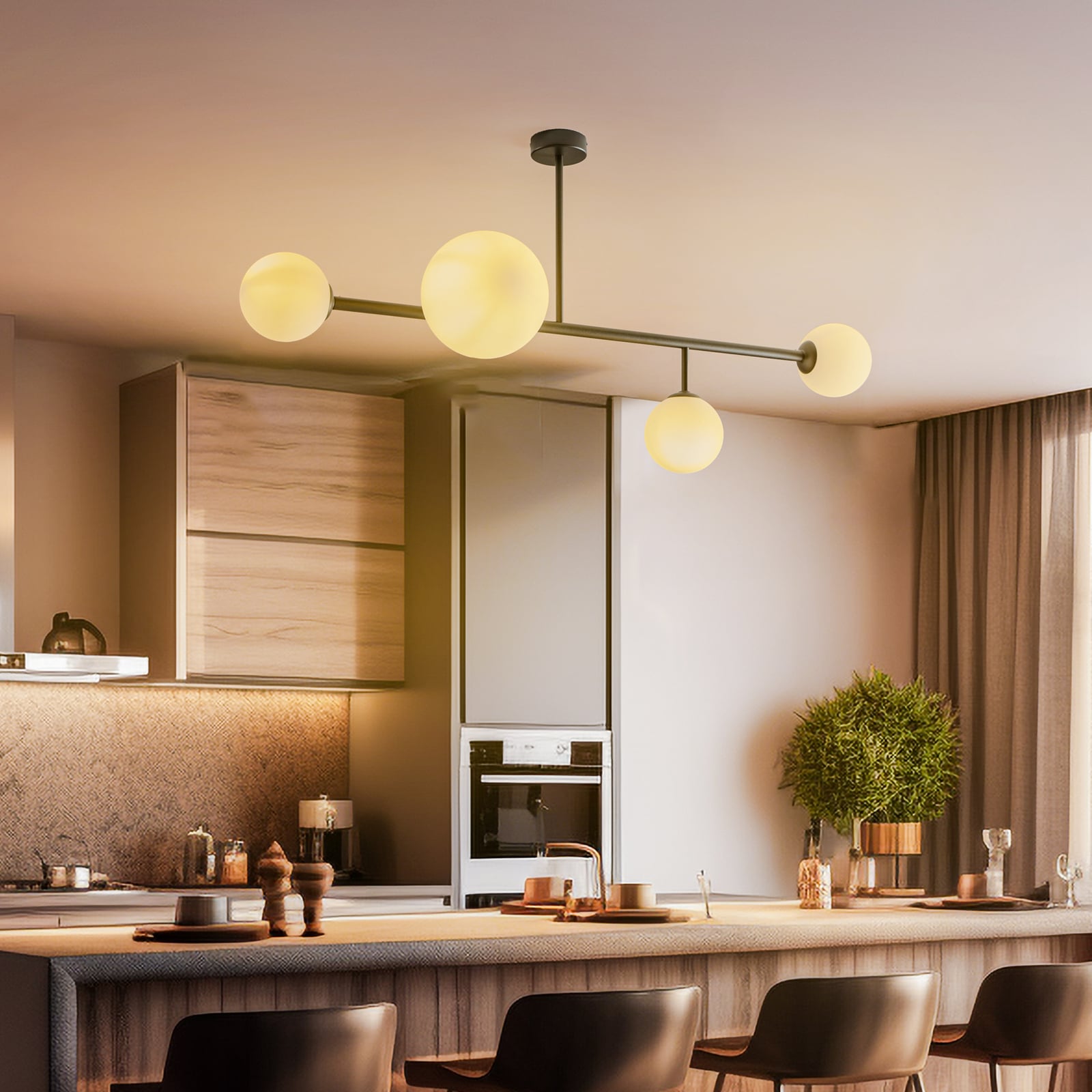 Dione plafondlamp, zwart, 4-lamps - ALDEX