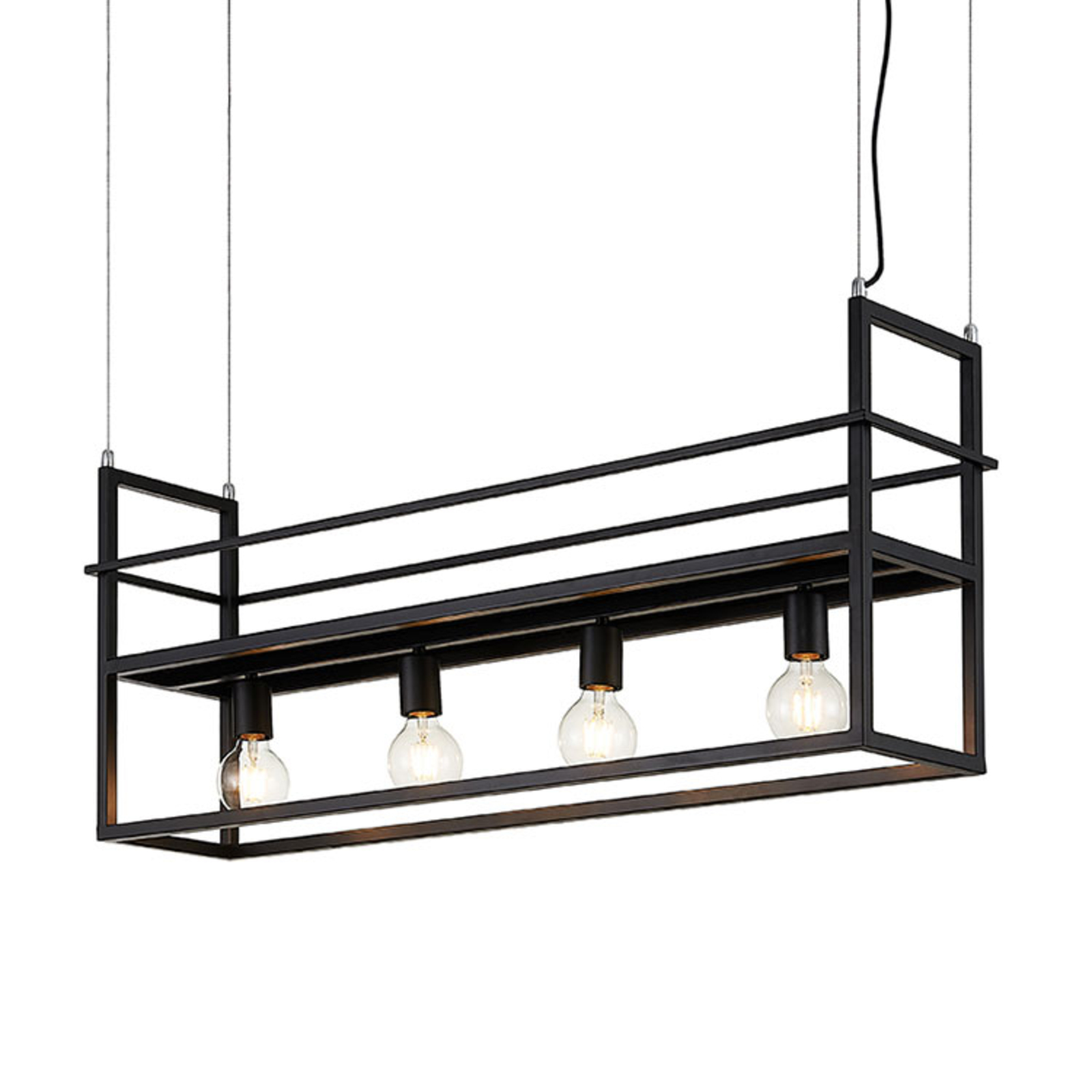Lindby Grisela hanging light, four-bulb, for Living / Dining Room, steel, E27, 60 W, energy efficiency: A++, L: 101.5 cm, W: 20 cm, H: 41 cm