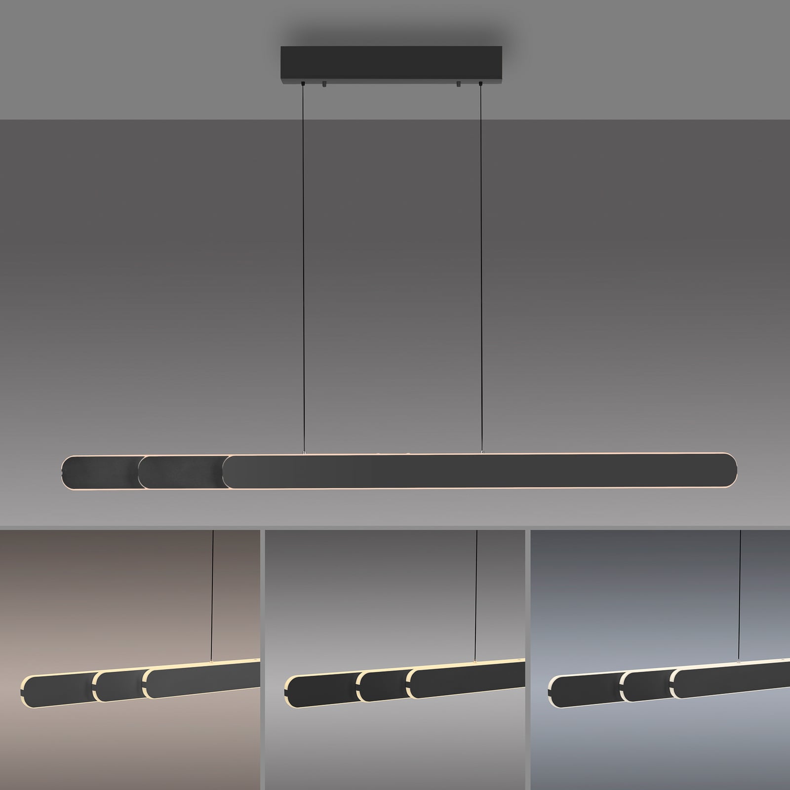 LED-riippvalgusti ADRIANA ROUND, must, pikkus 160 cm, metall, CCT