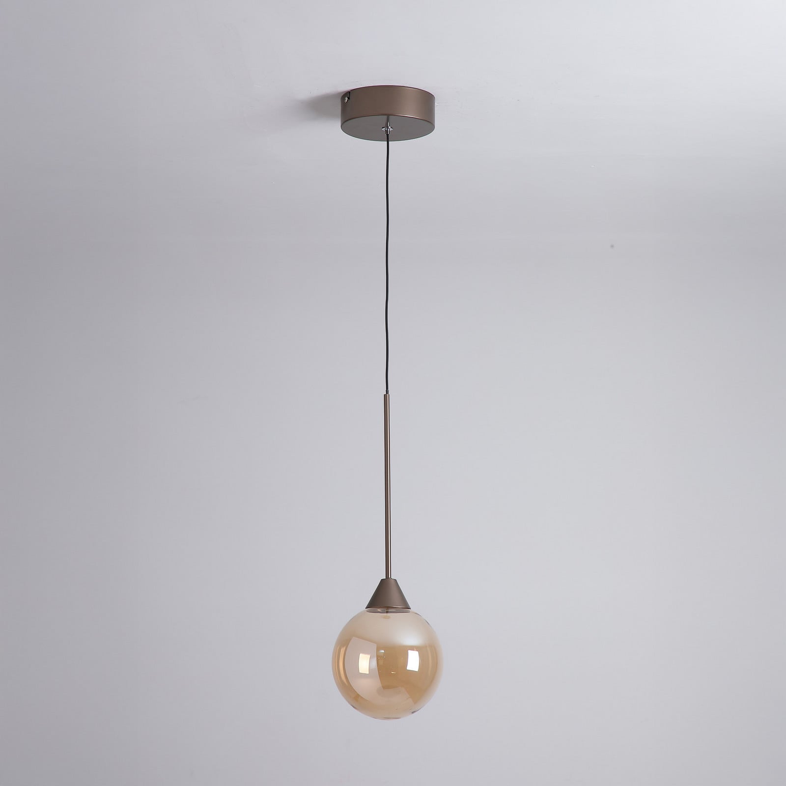 Searchlight LED viseća svjetiljka Opus Lux, 1 žarulja, bronca, jantarno staklo, CCT - Dnevni boravak/blagovaonica - bronz, jantar