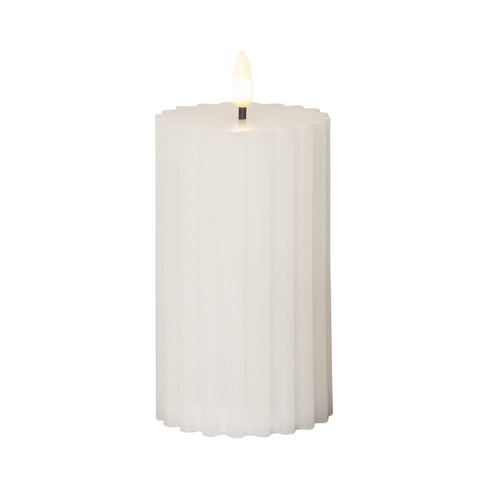 LED-Kerze Flamme Stripe weiß 15 cm Echtwachs Batteriebetrieb