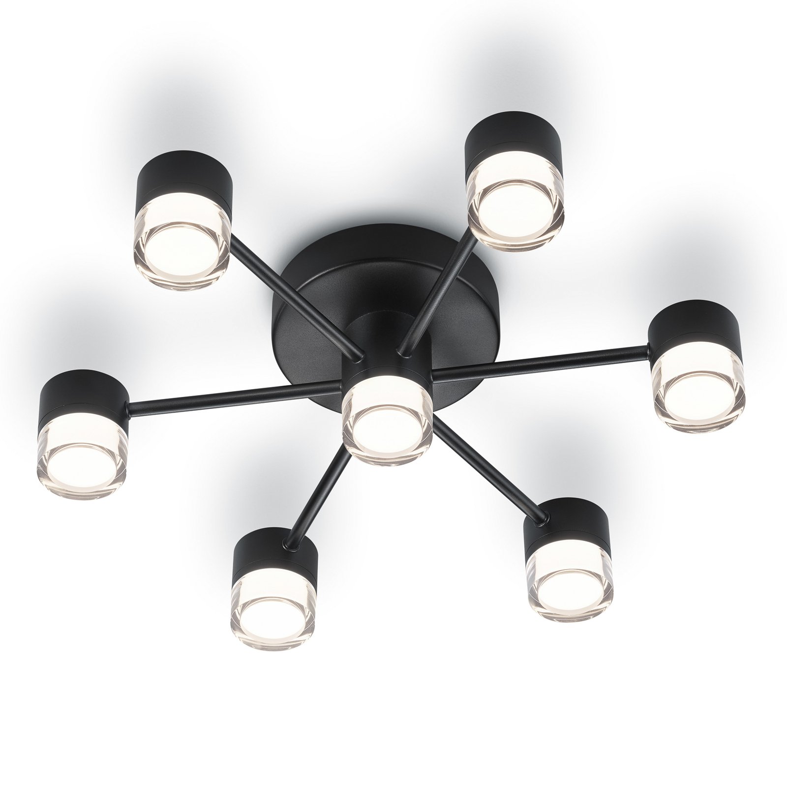 Helestra Kala LED ceiling light, black, 7-bulb