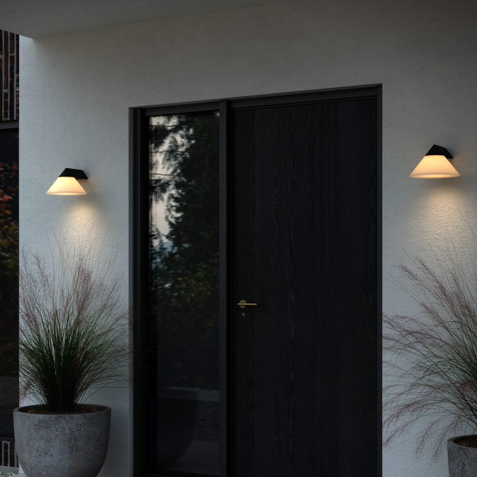 Linas outdoor wall light, cone, black, aluminium, E27