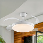 LED stropni ventilator Venturi bel/prozoren DC, Ø 106 cm tih