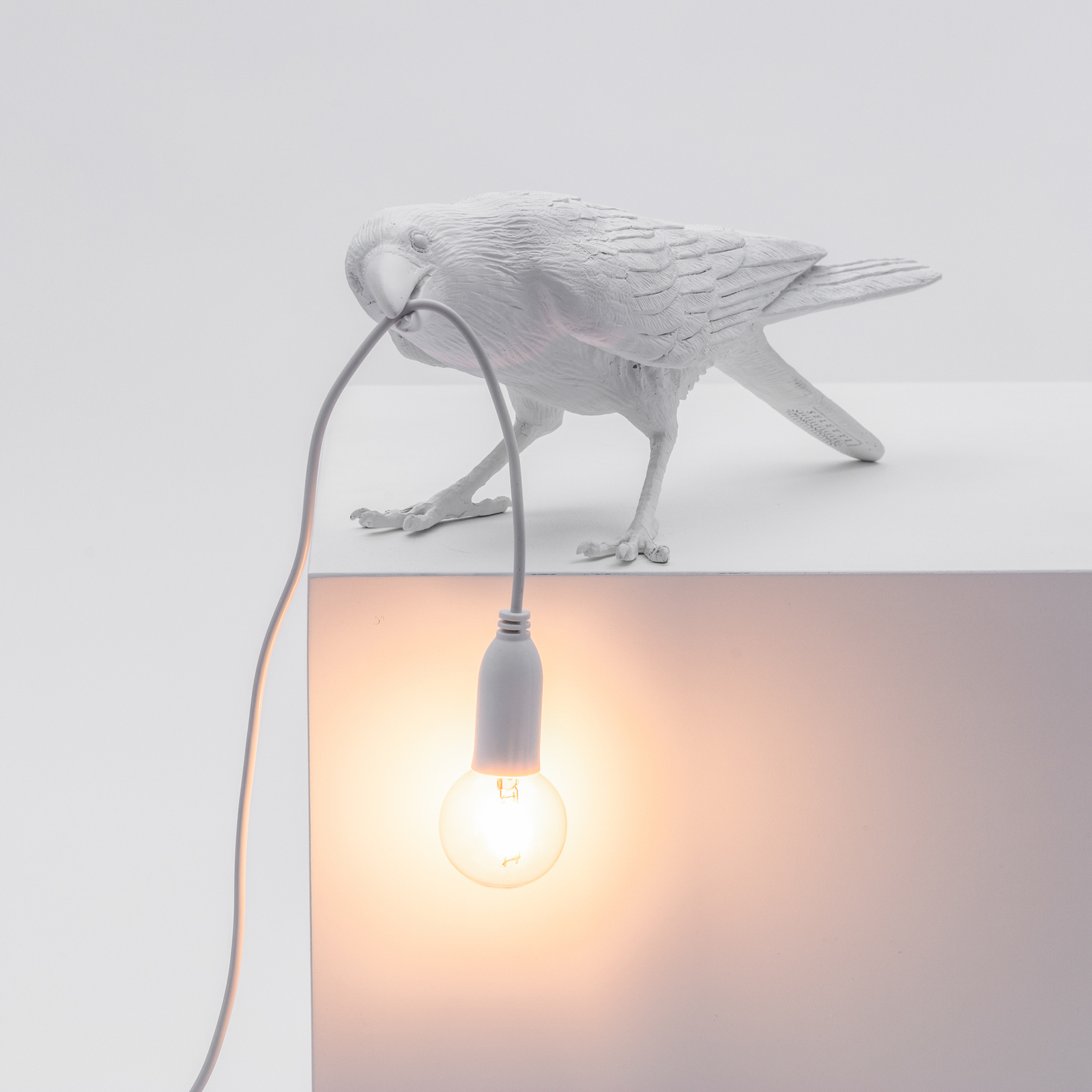 Lampada LED da terrazza Bird Lamp, giocosa bianco