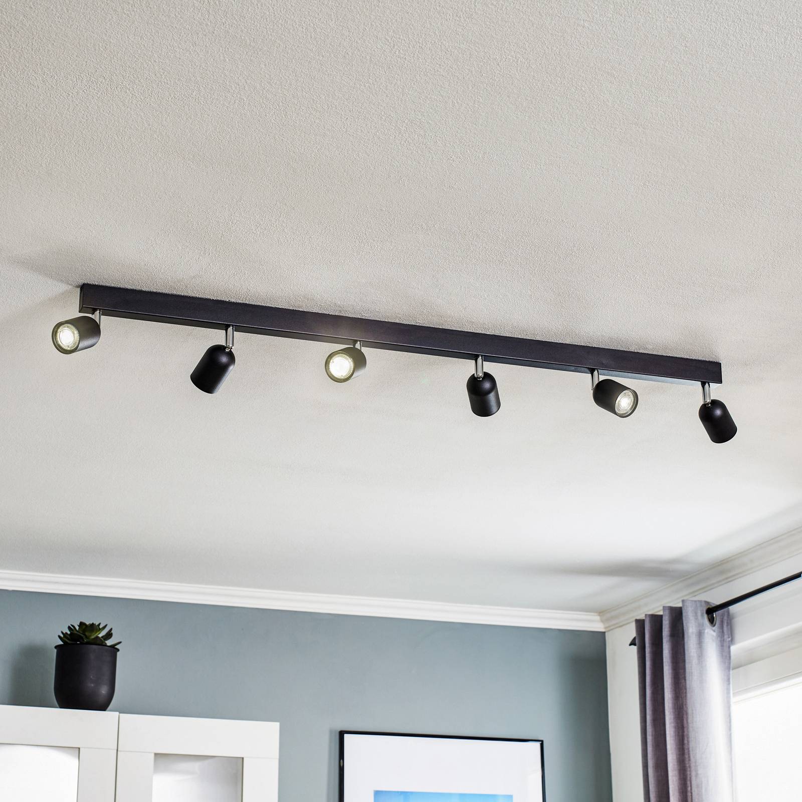 tk lighting spot pour plafond top, à 6 lampes, allongé, noir