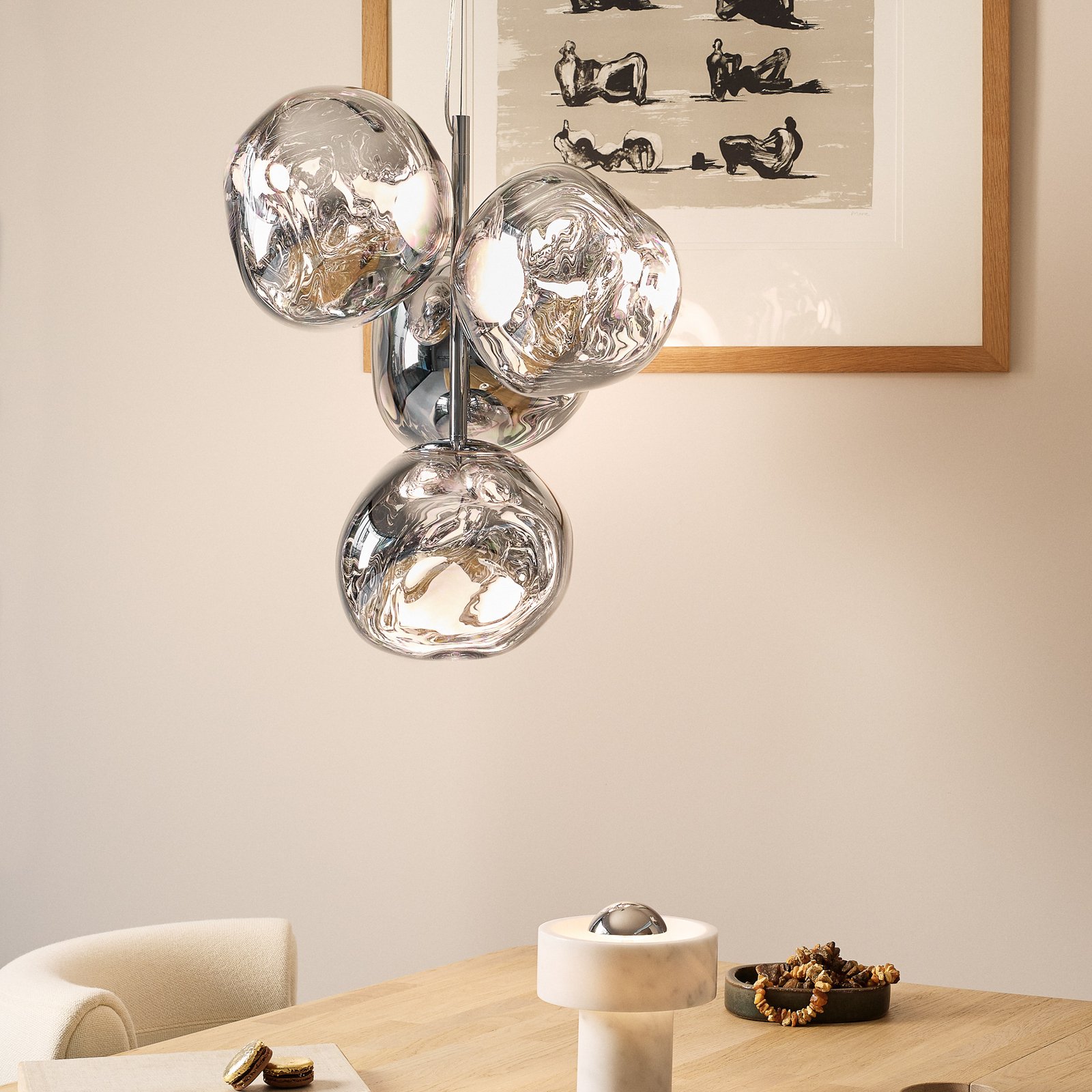 Tom Dixon LED-Hängelampe Melt Chandelier Mini, silberfarben