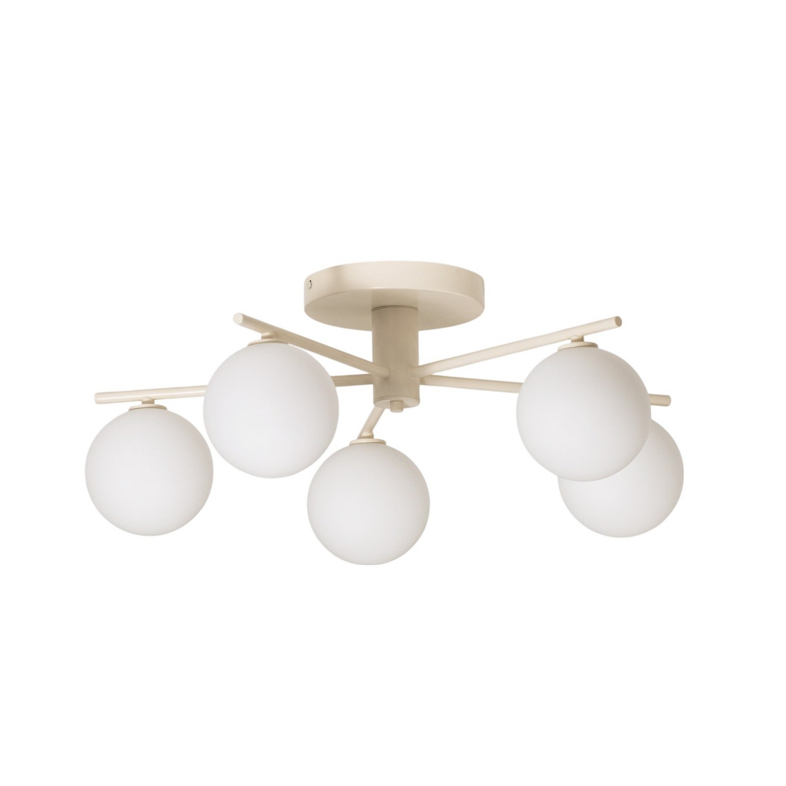 Lampa sufitowa Prato, kremowa, szklana, 5-punktowa