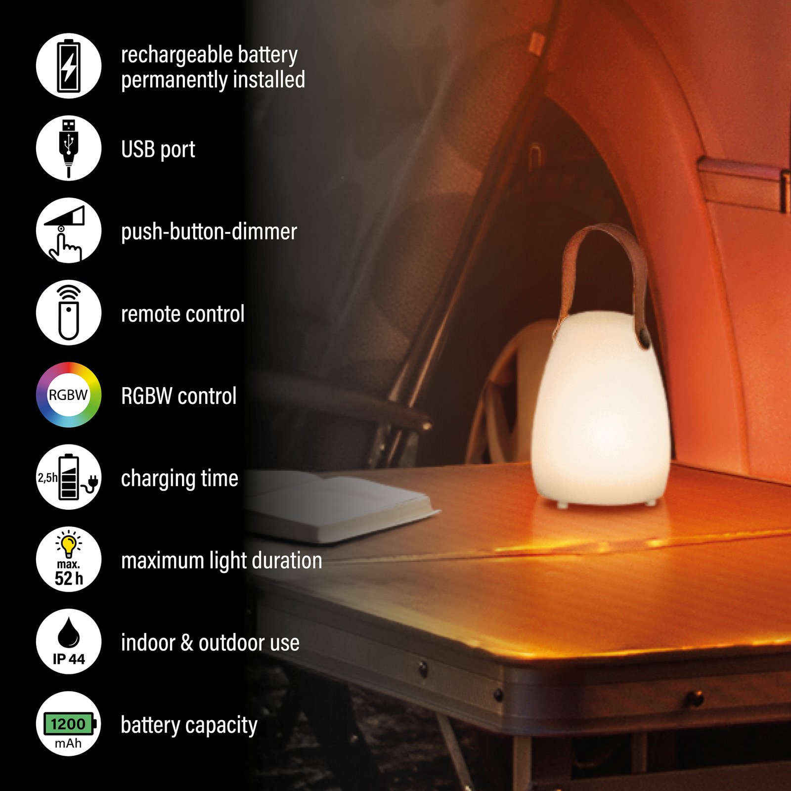 Lampe à poser LED rechargeable Ruby, hauteur 16 cm, plastique, USB Lampe à poser LED rechargeable Ruby, hauteur 16 cm, plastique, USB